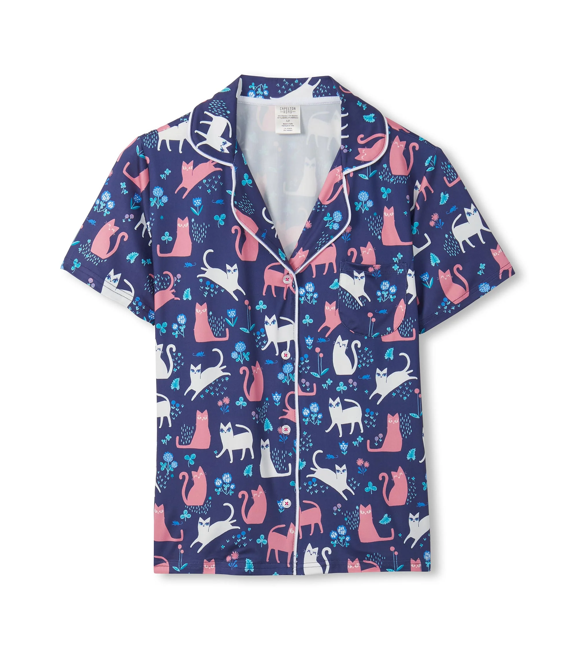 Women's Cats Button Down Polyknit Short Pajama Set - Image 4