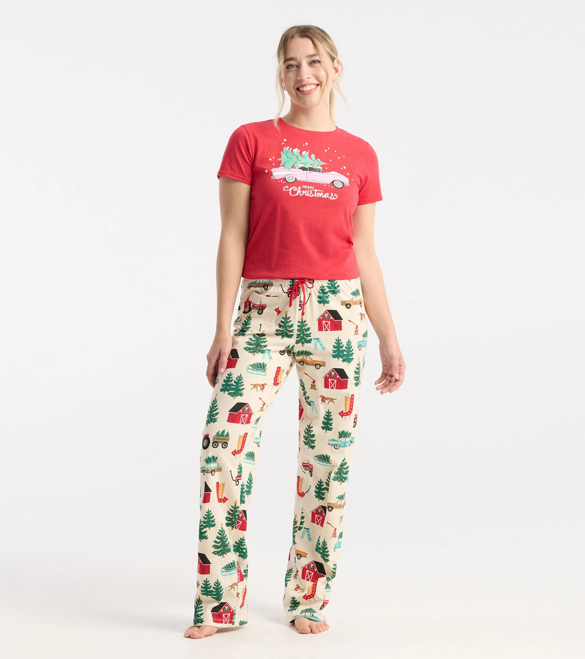 Women's Christmas Tree Farm Cotton Pajama Pants - Image 3