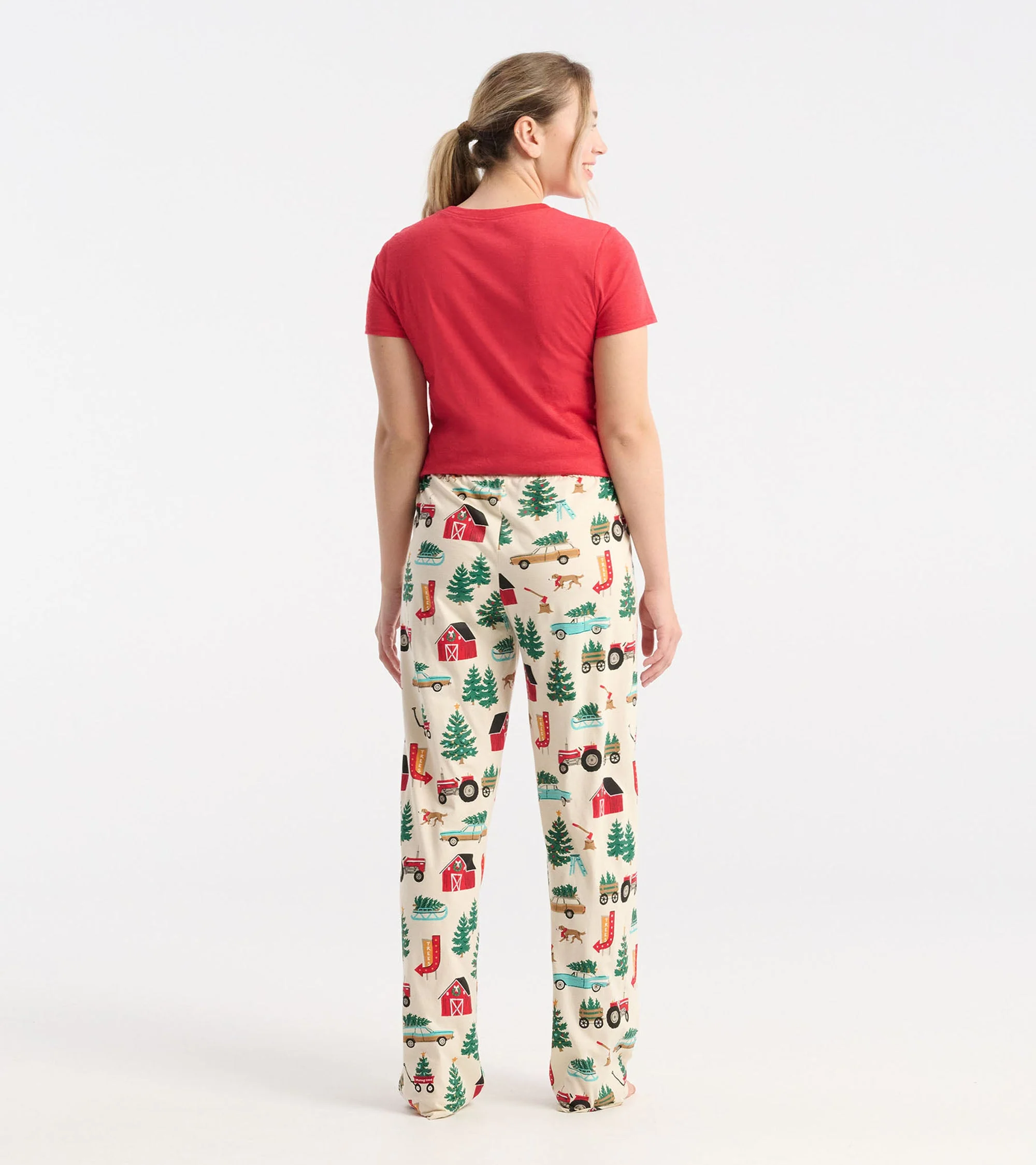 Women's Christmas Tree Farm Cotton Pajama Pants - Image 4