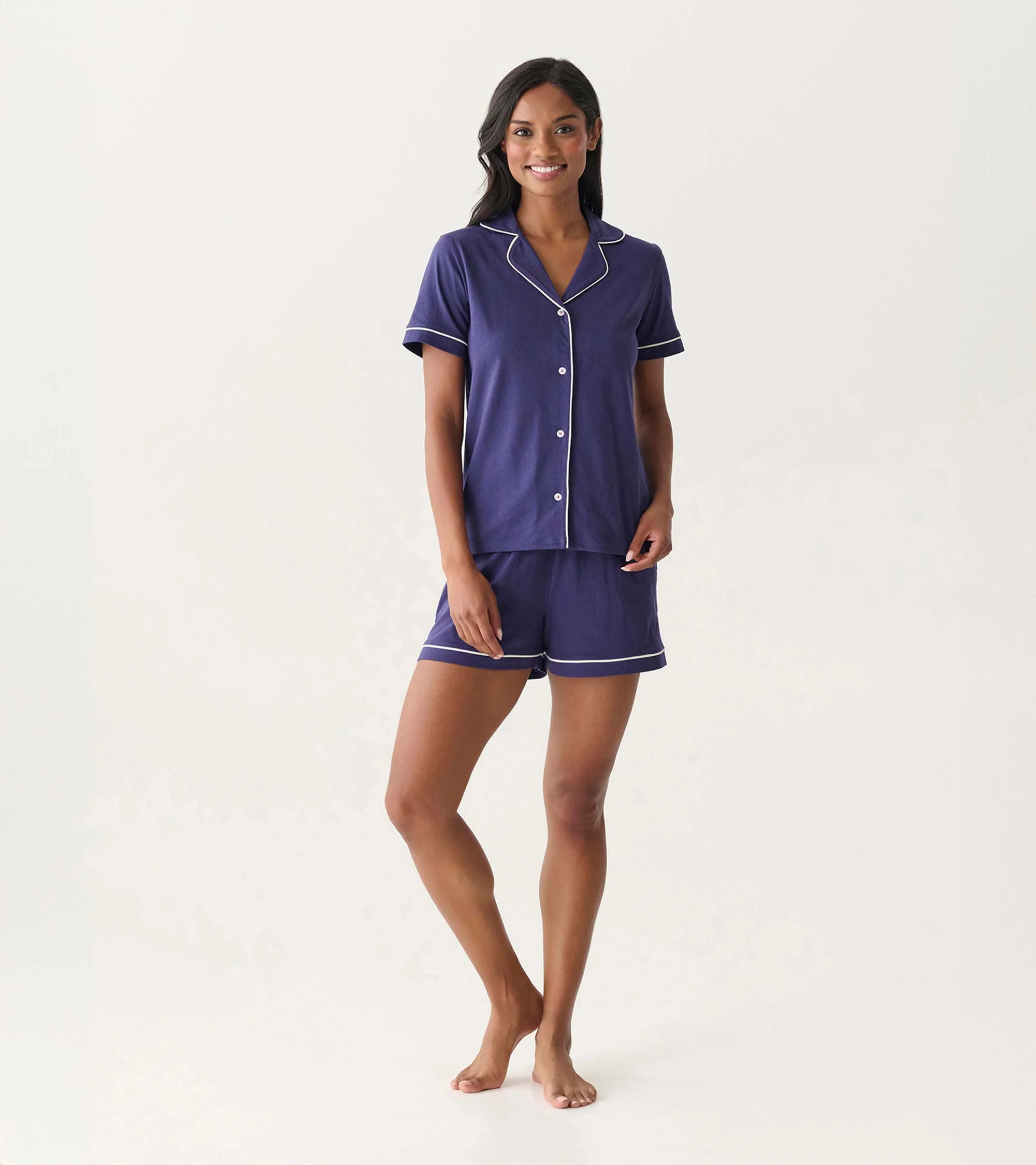 Women's Classic Navy Short Pajama Set - Image 4
