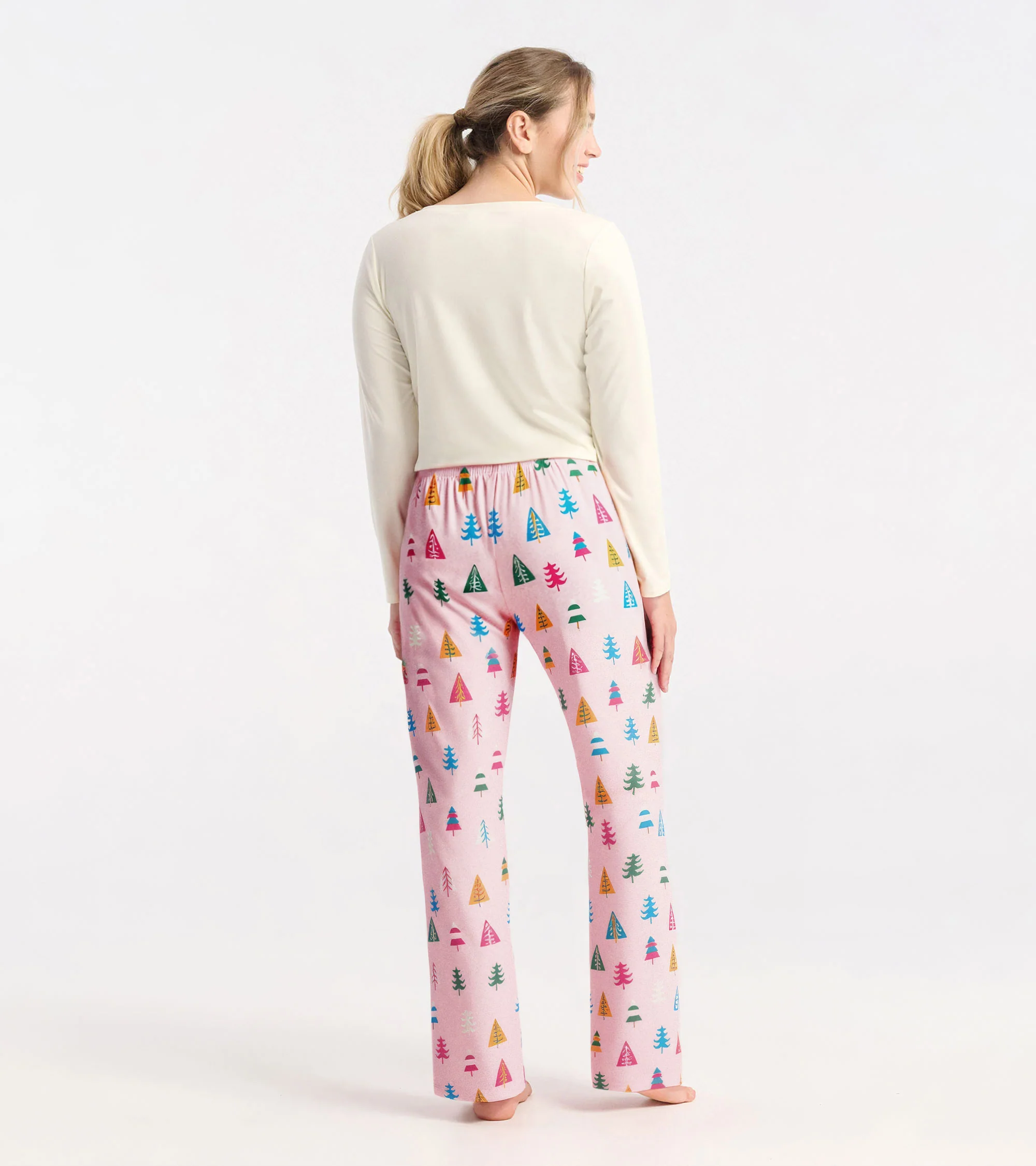 Women's Colourful Holiday Trees Polyknit Pajama Pants - Image 4
