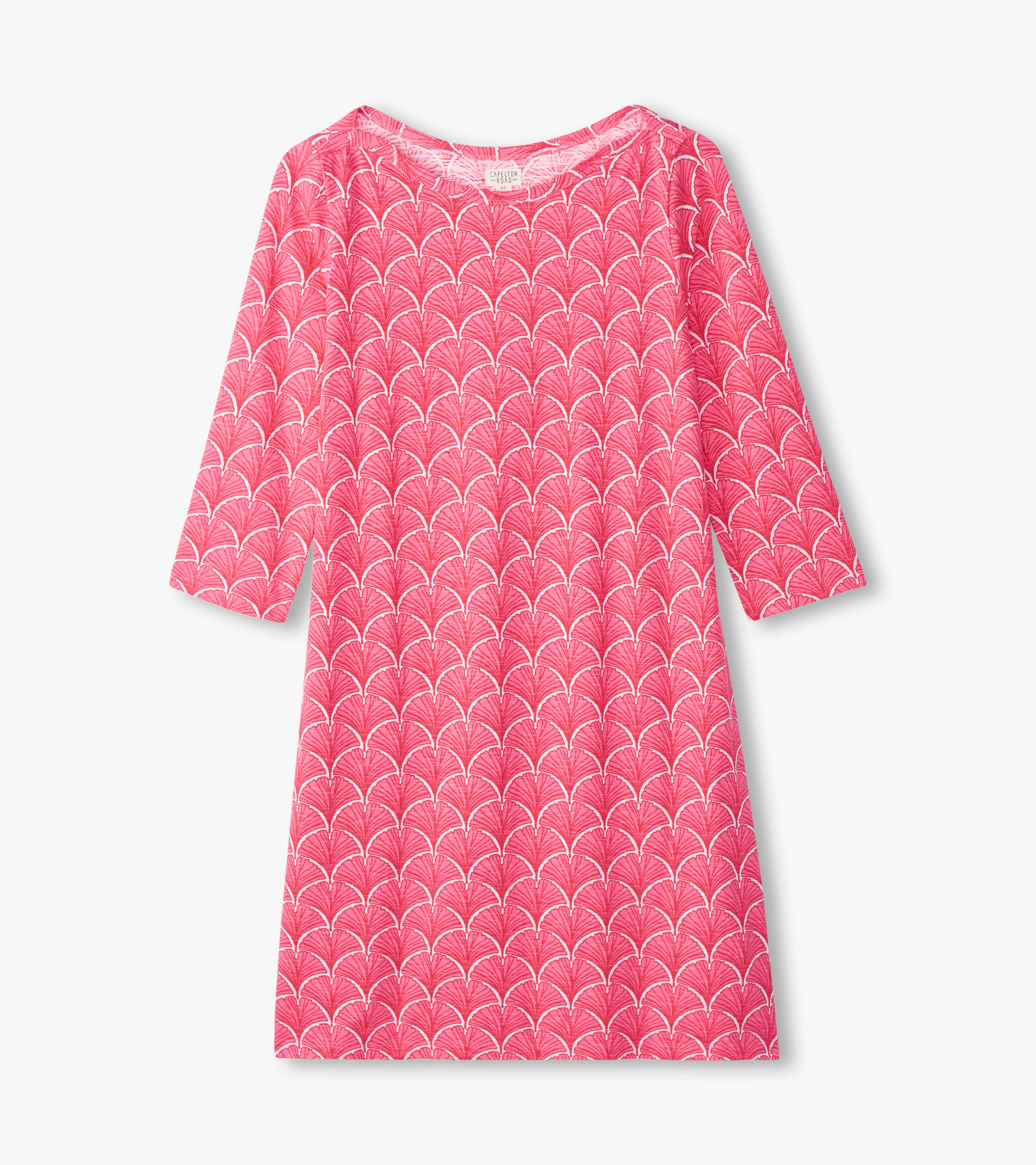 Women's Coral Fans 3/4 Sleeve Summer Dress - Image 2