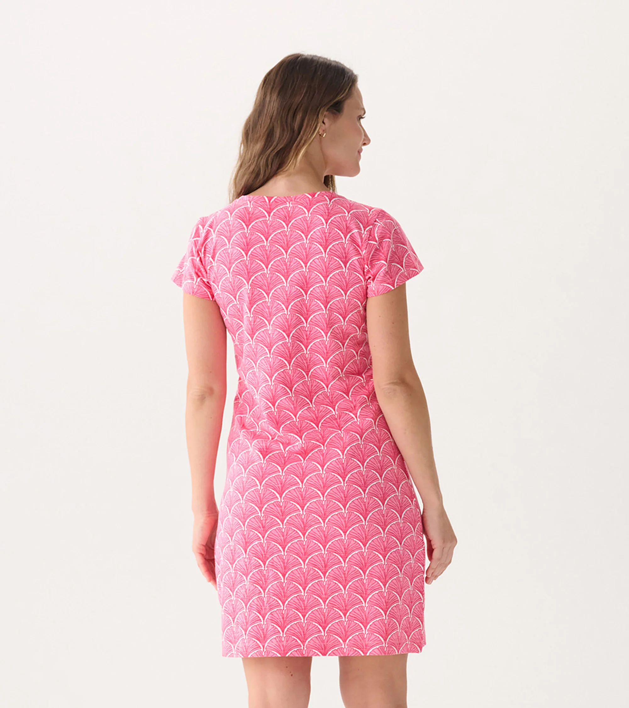 Women's Coral Fans Crew Neck T-Shirt Dress - Image 3