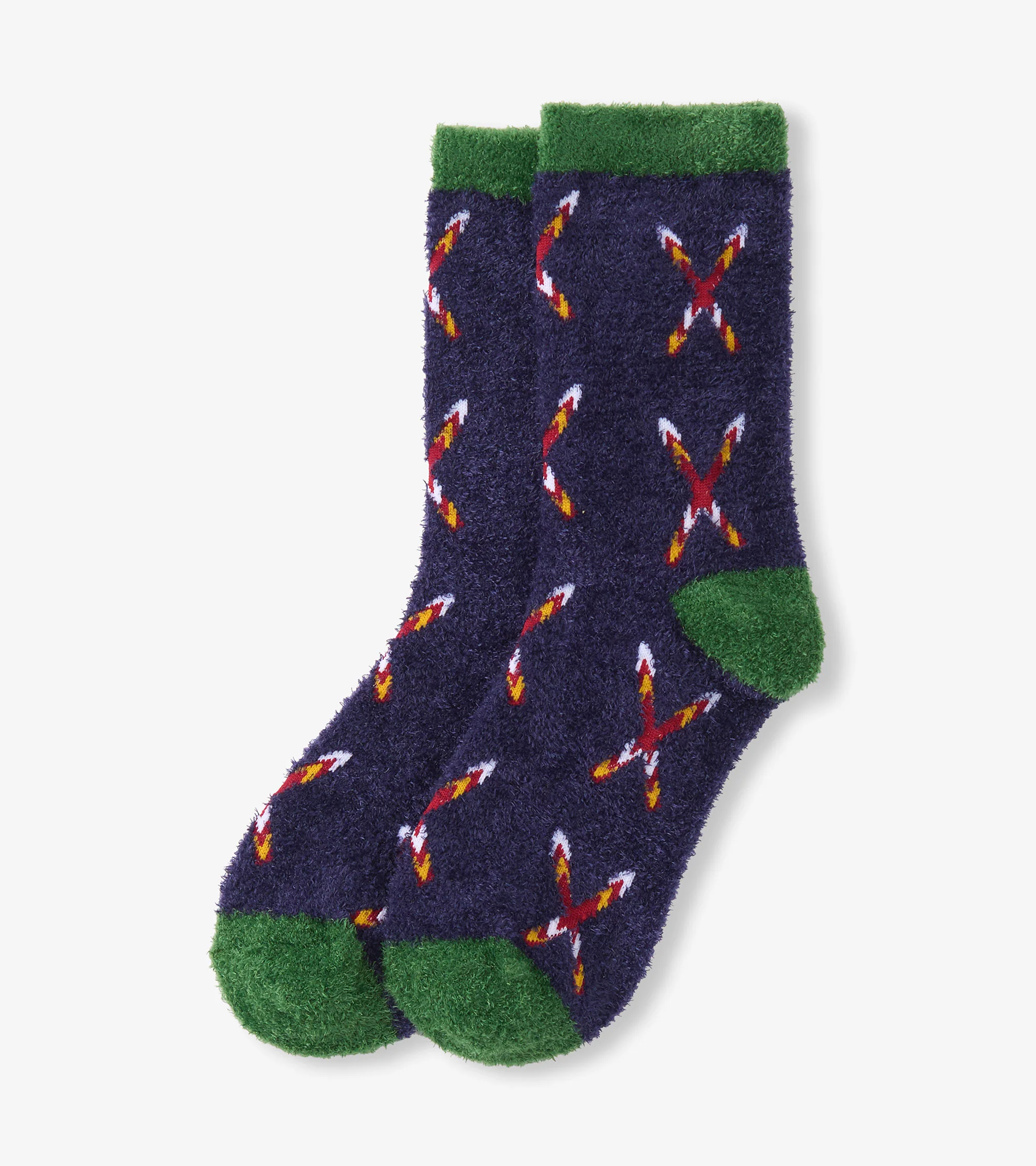 Women's Crossed Skis Fuzzy Socks