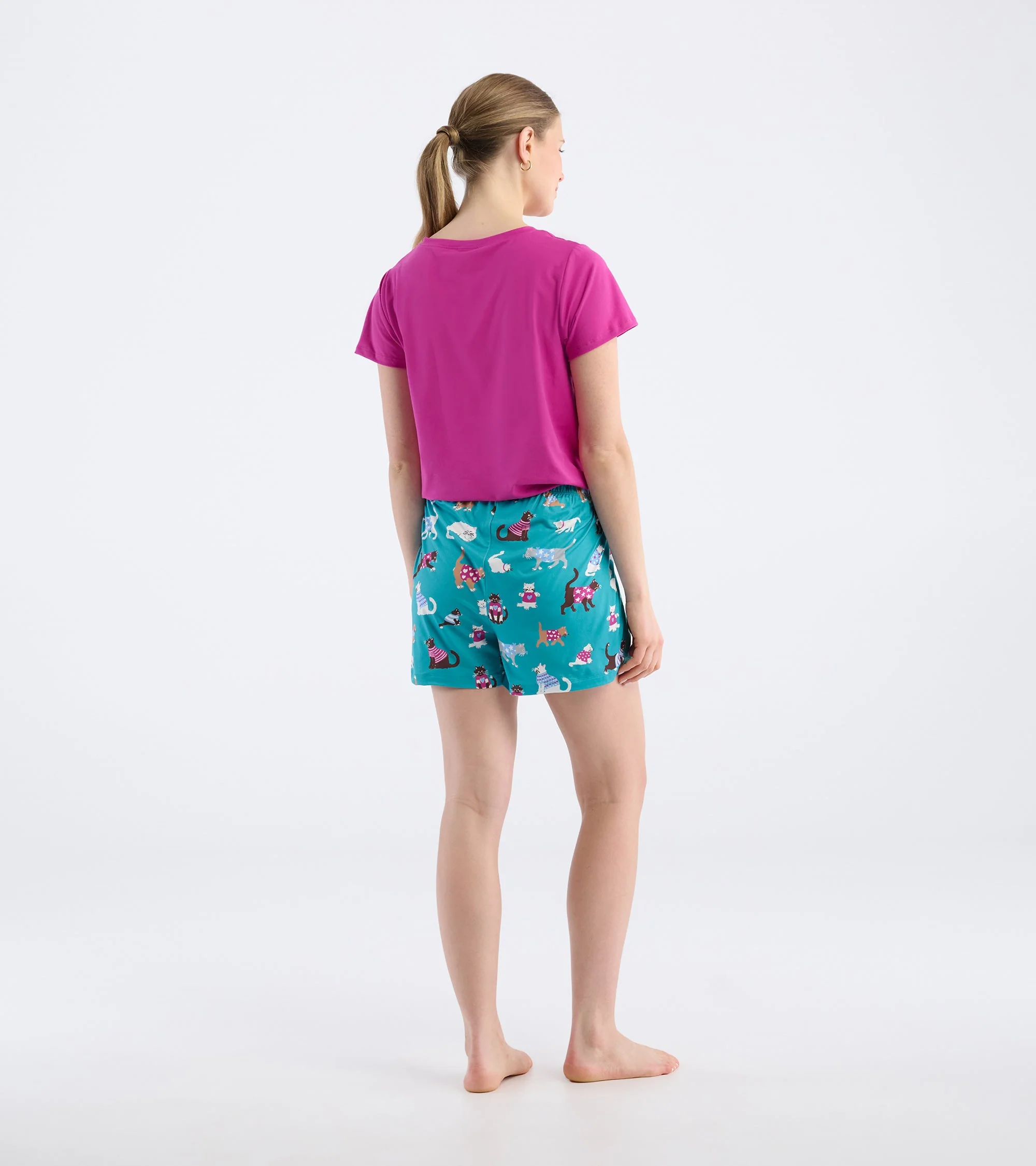 Women's Cute Cats Polyknit Pajama Shorts - Image 4