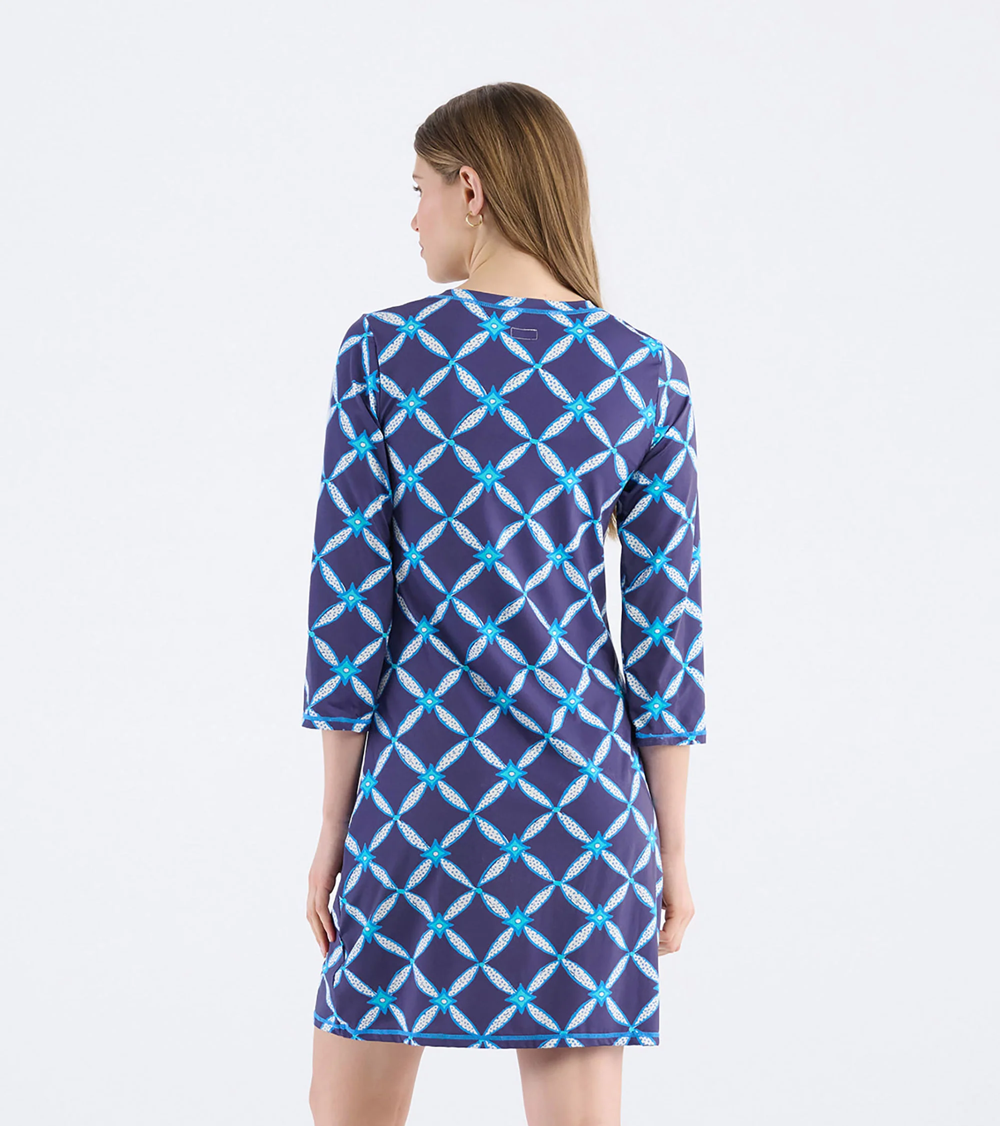 Women's Diamond Ikat Notch Neck Dress - Image 3