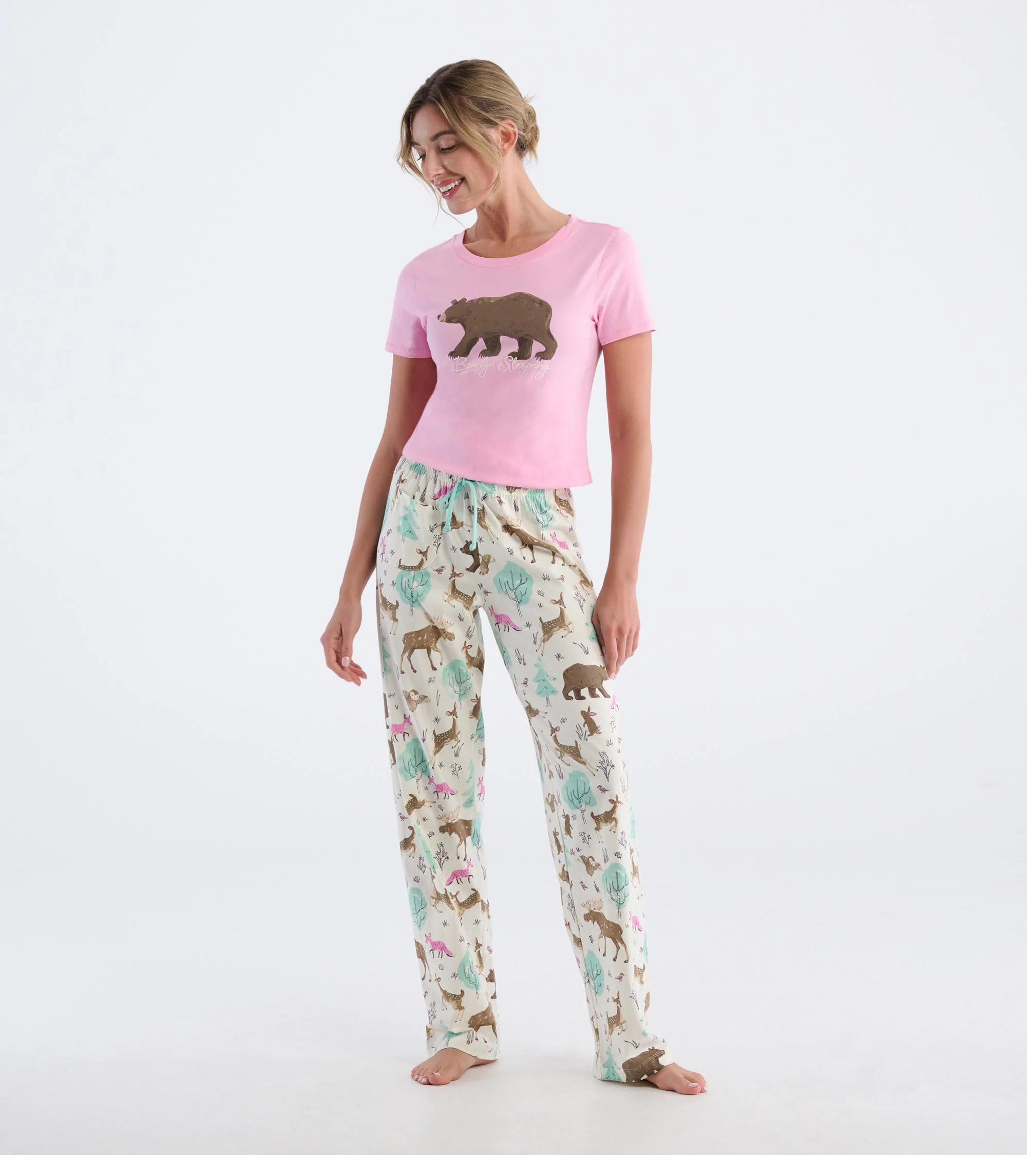 Women's Forest Animals Cotton Pajama Pants - Image 3