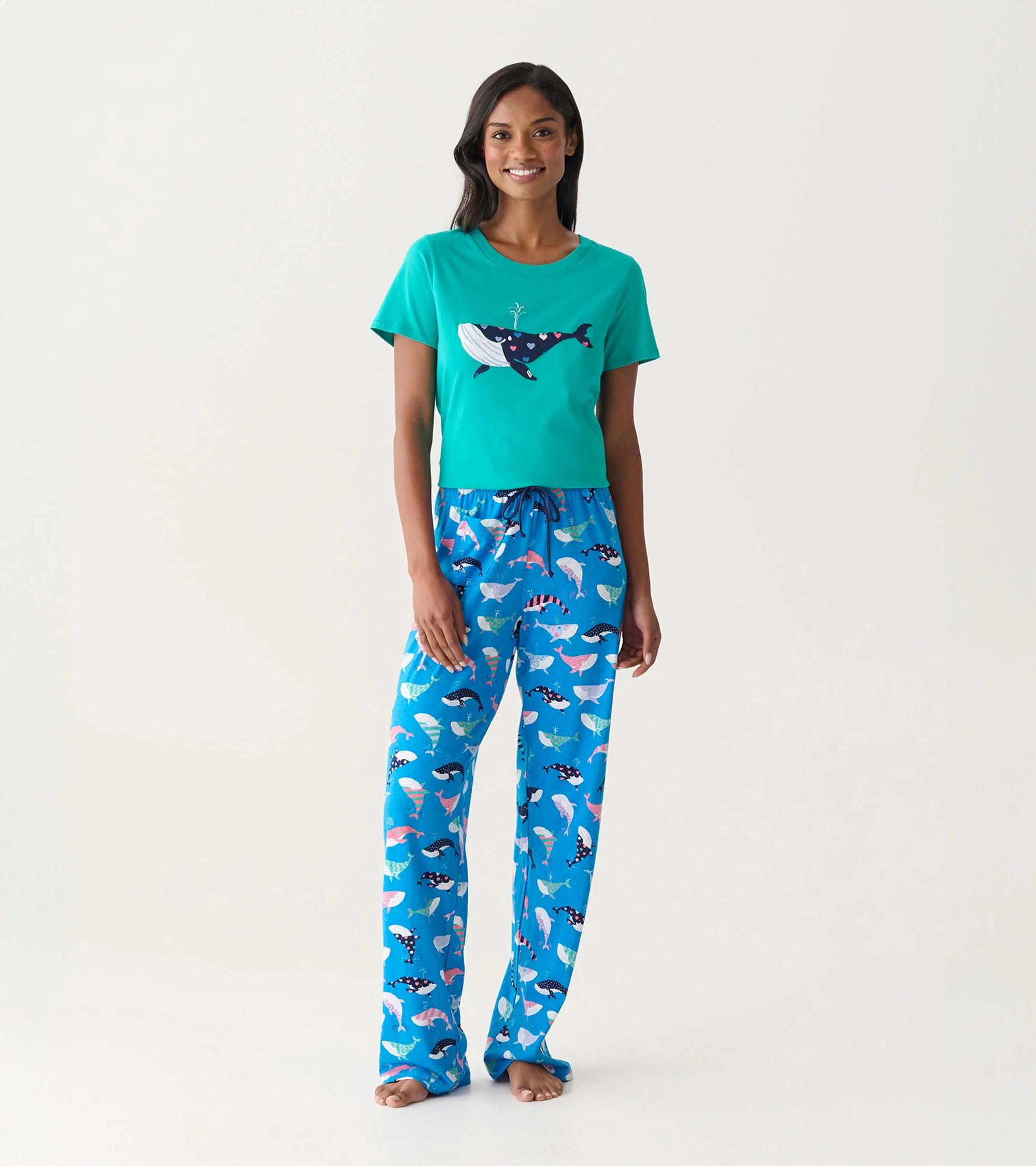 Women's Fun Whales Cotton Pajama Pants - Image 3