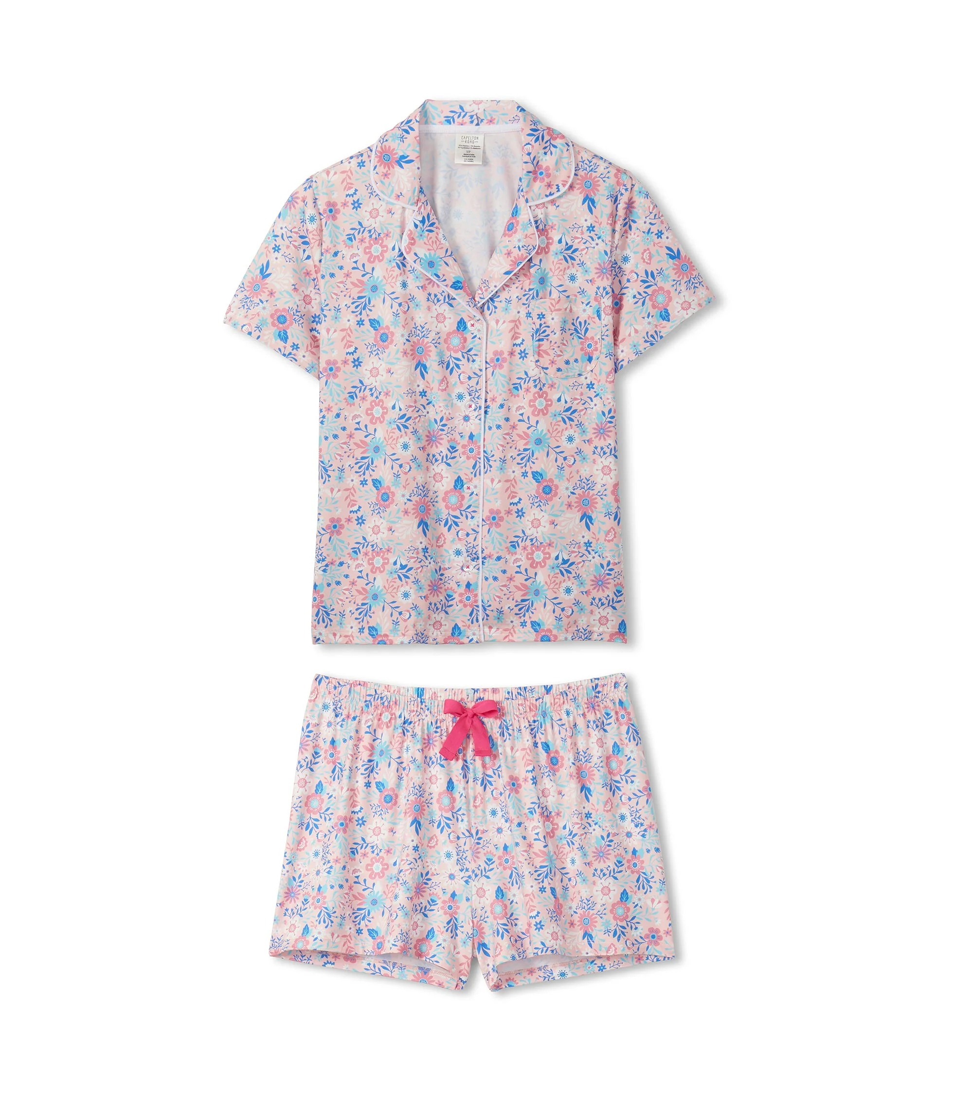 Women's Garden Floral Button Down Polyknit Short Pajama Set - Image 2