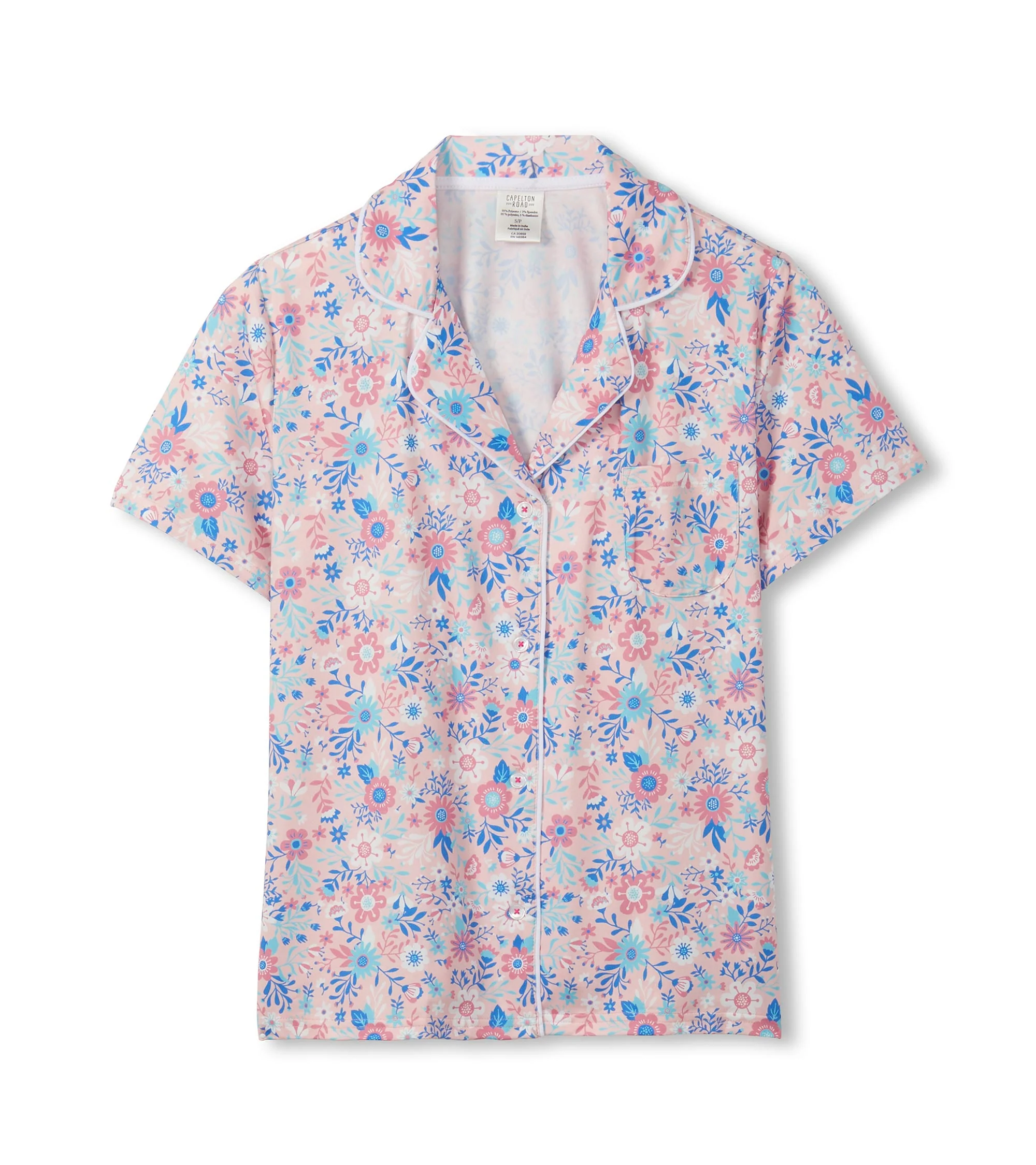 Women's Garden Floral Button Down Polyknit Short Pajama Set - Image 4