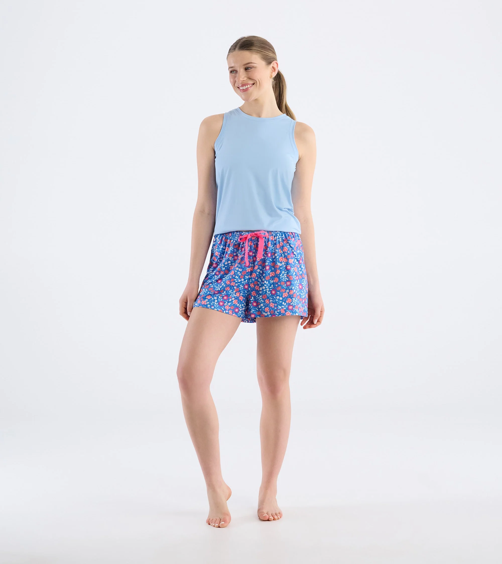 Women's Garden Flowers Polyknit Pajama Shorts - Image 3