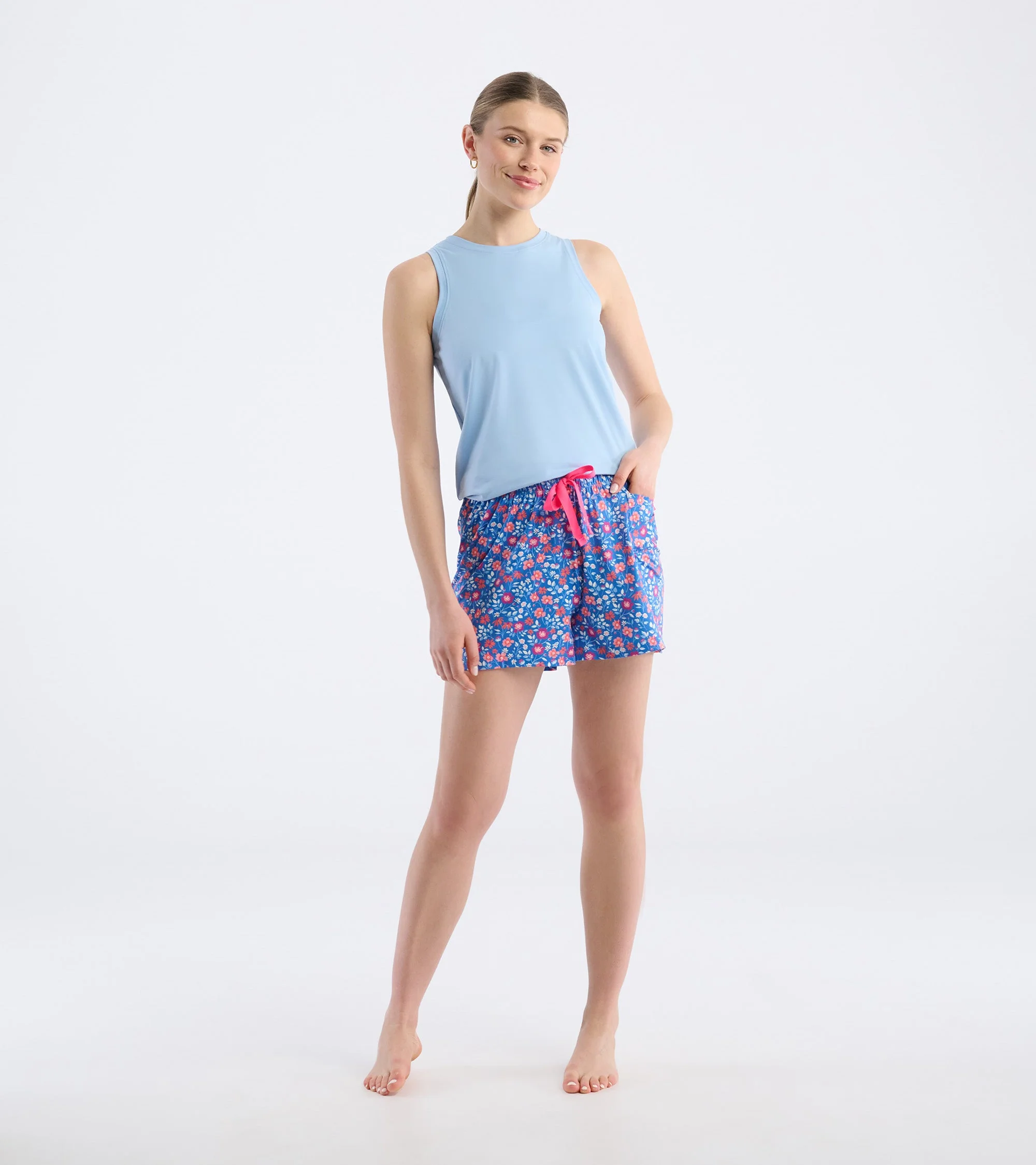 Women's Garden Flowers Polyknit Pajama Shorts - Image 5