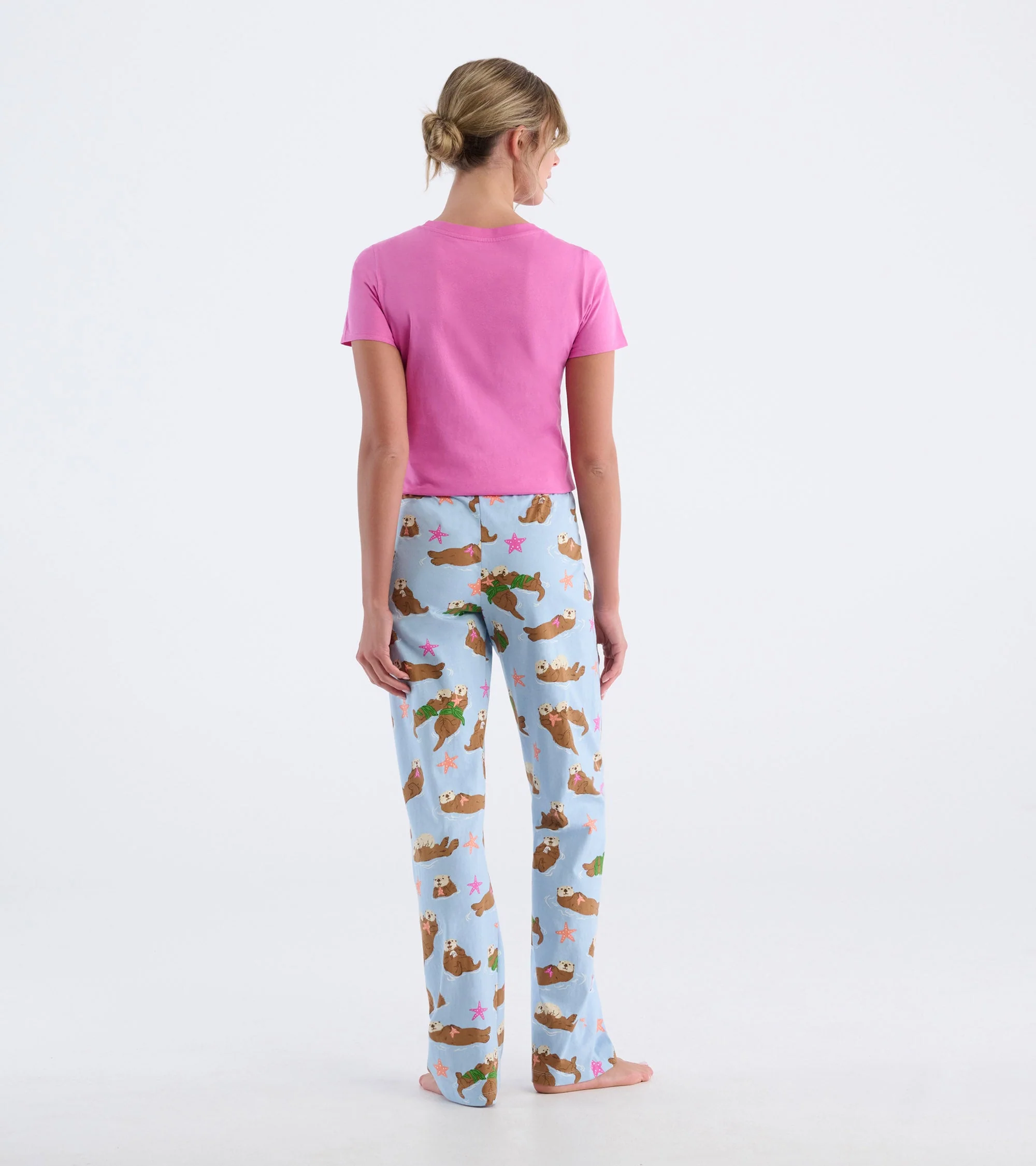 Women's Happy Otters Cotton Pajama Pants - Image 4