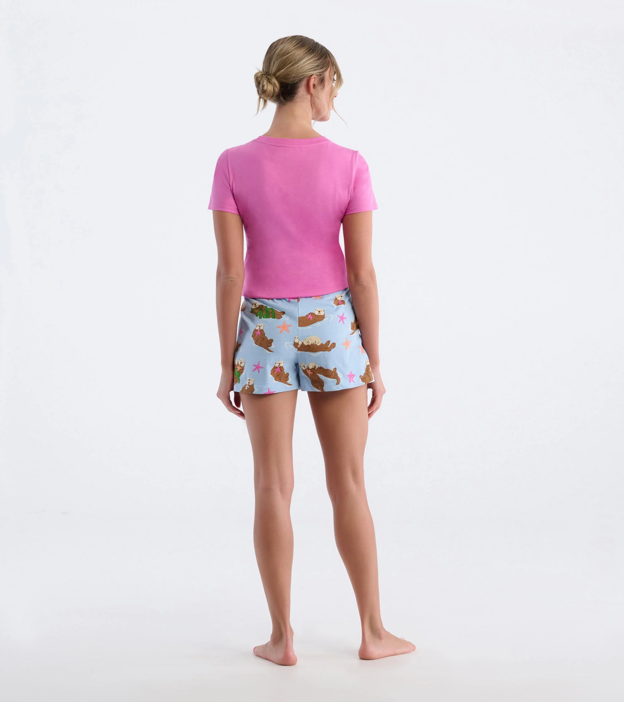 Women's Happy Otters Cotton Pajama Shorts - Image 4