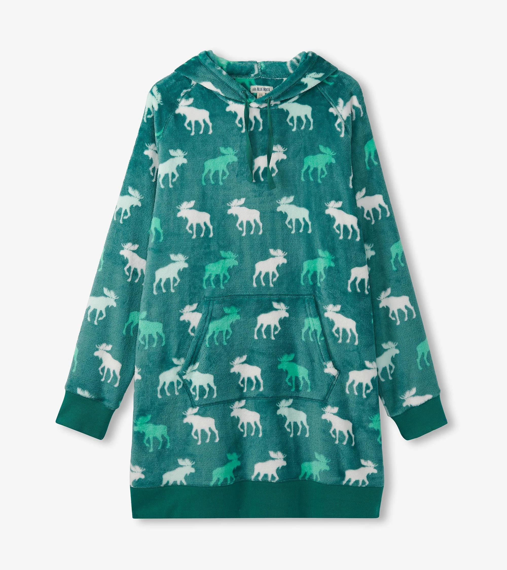 Women's Minty Moose Silhouette Oversized Fleece Hoodie - Image 2