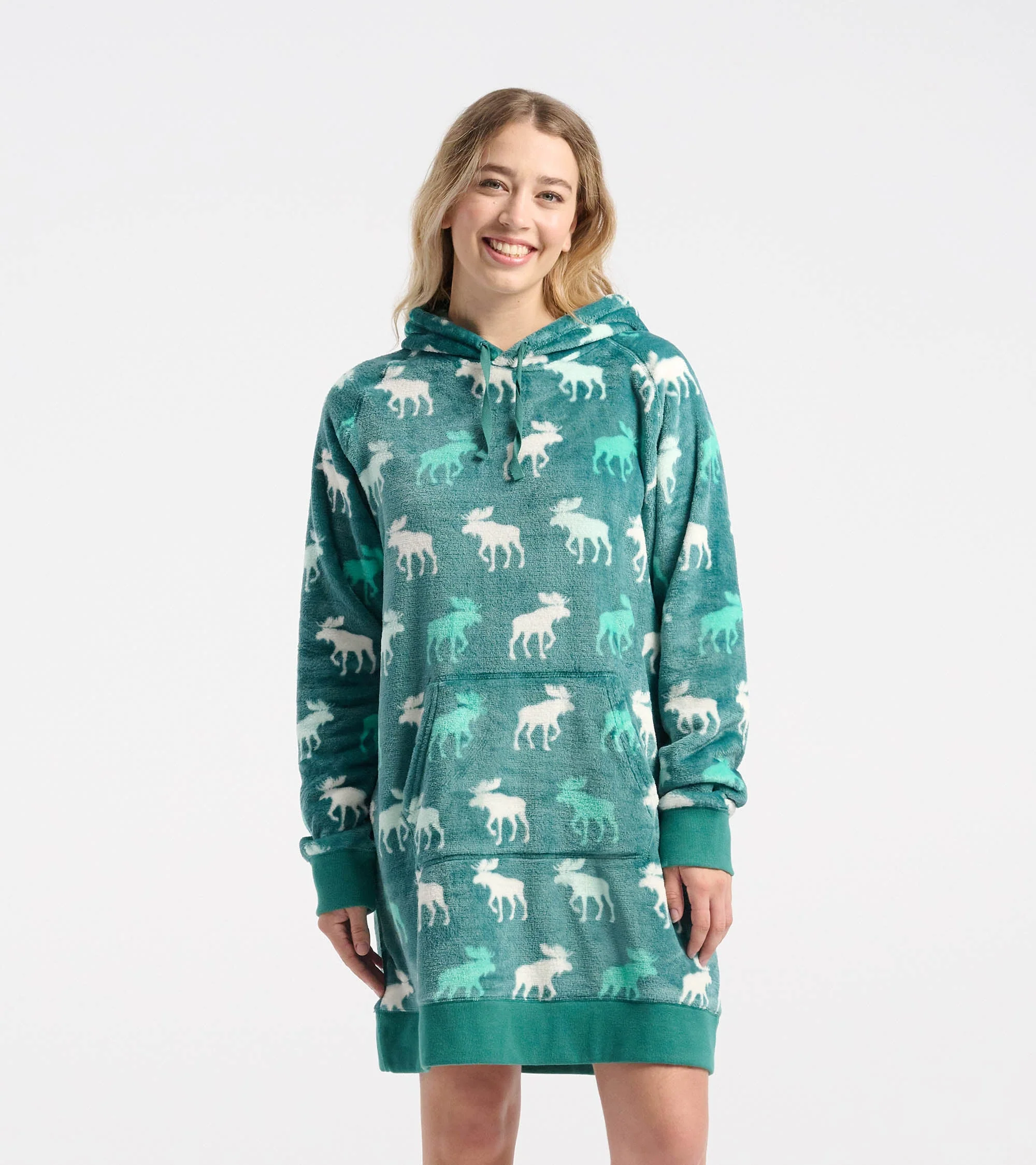 Women's Minty Moose Silhouette Oversized Fleece Hoodie - Image 3