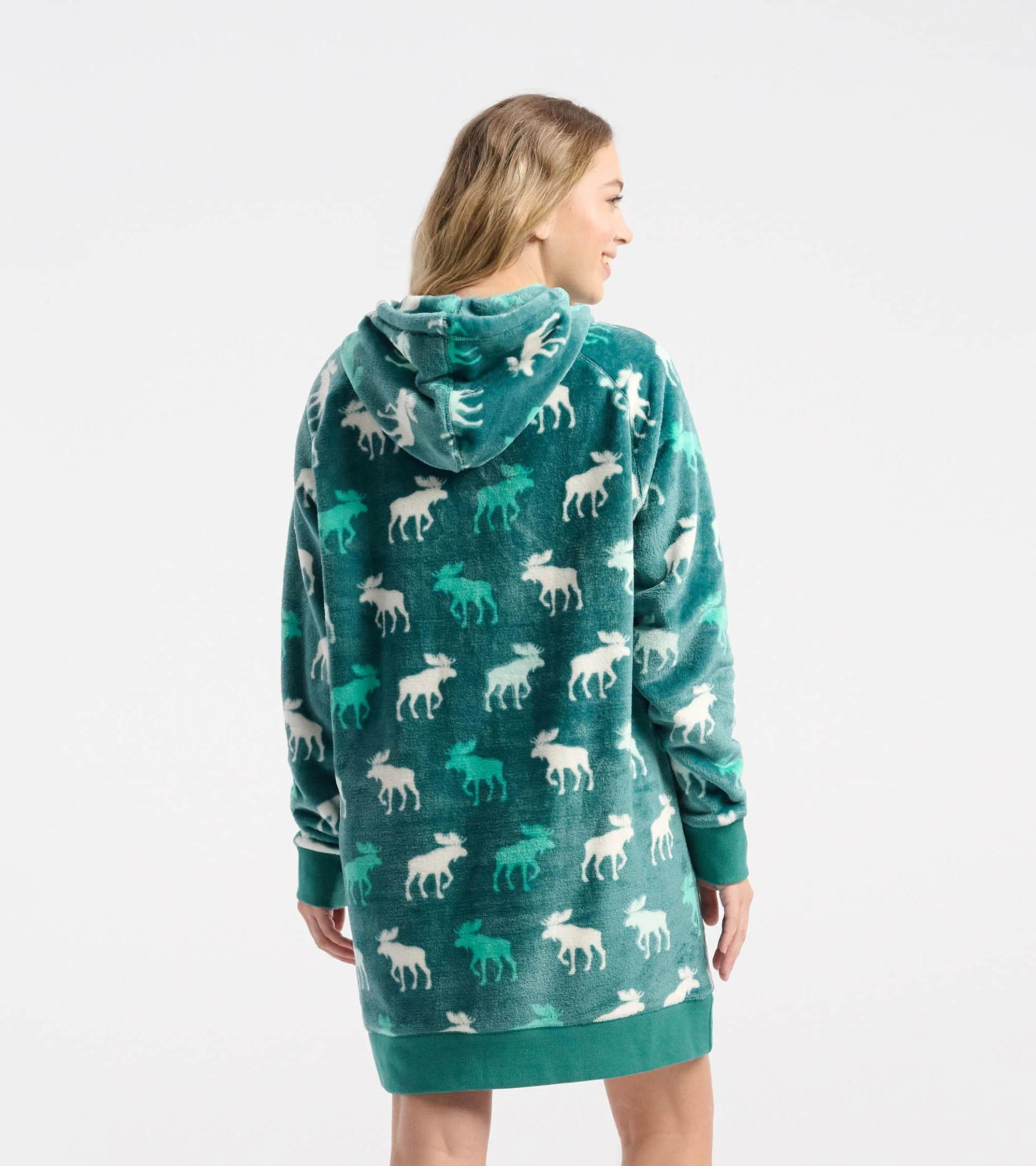 Women's Minty Moose Silhouette Oversized Fleece Hoodie - Image 4