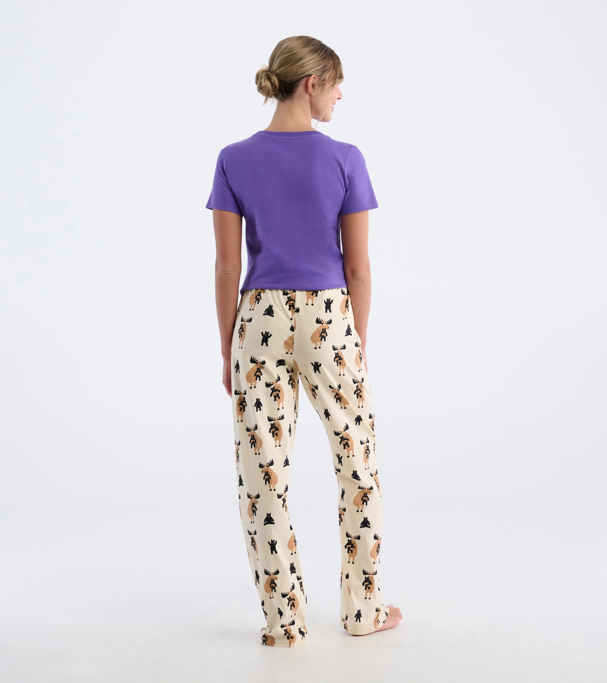 Women's Moose Bear Hug Cotton Pajama Pants - Image 4
