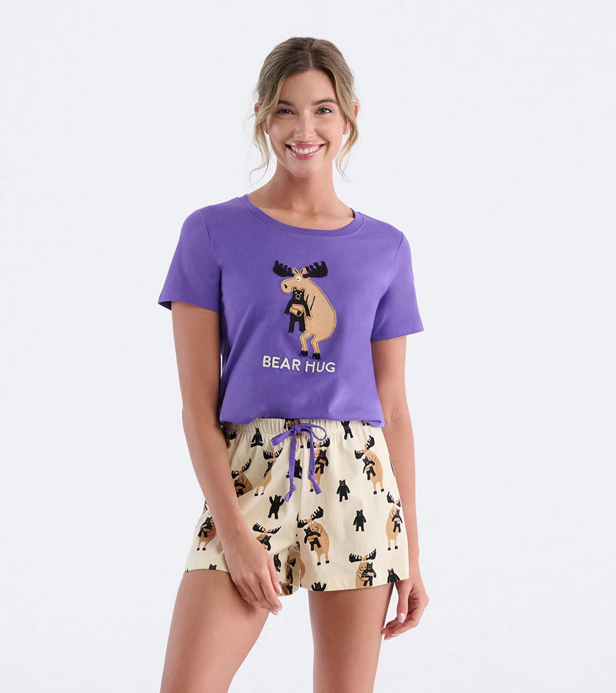 Women's Moose Bear Hug Pajama T-Shirt