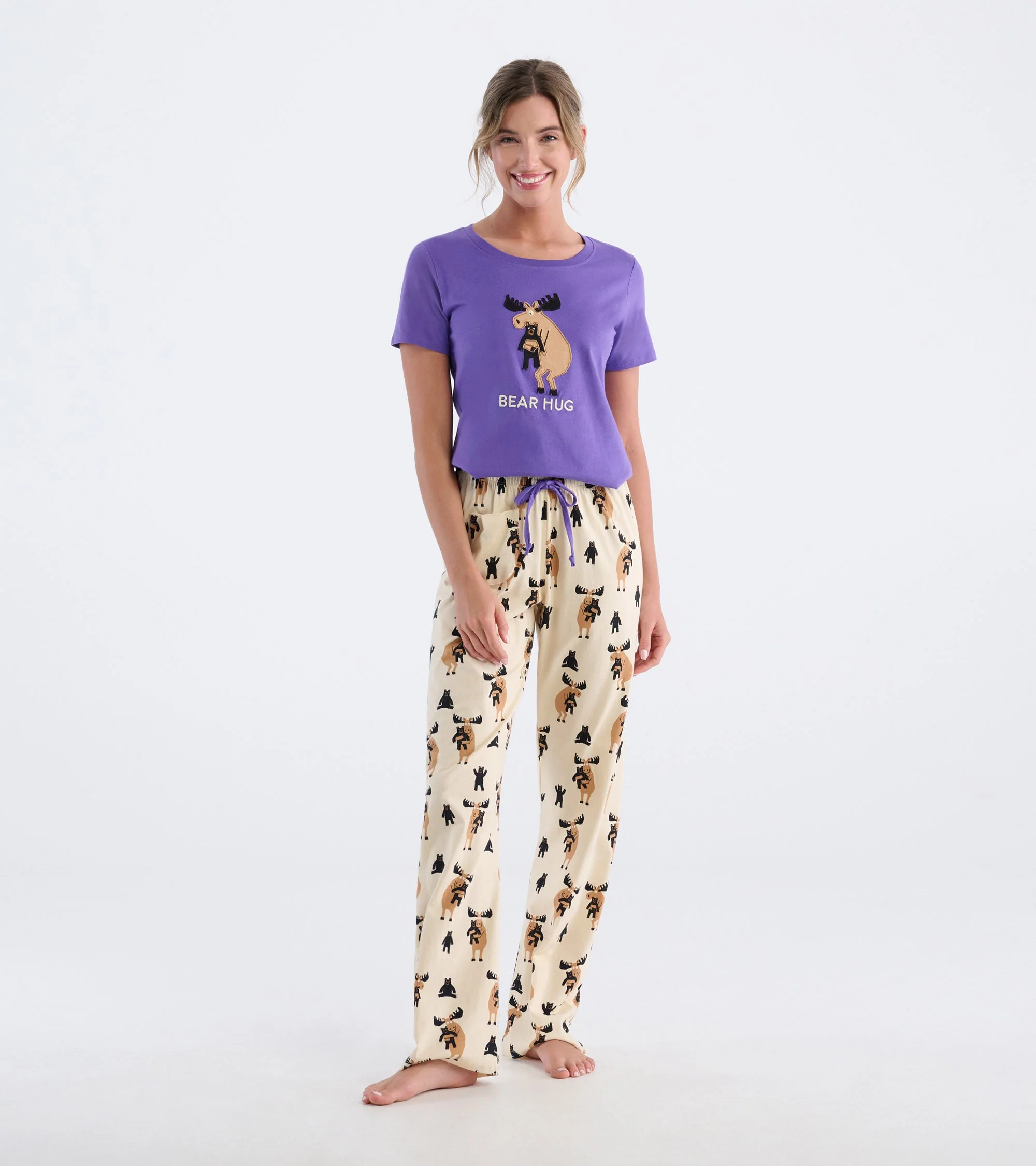 Women's Moose Bear Hug Pajama T-Shirt - Image 3