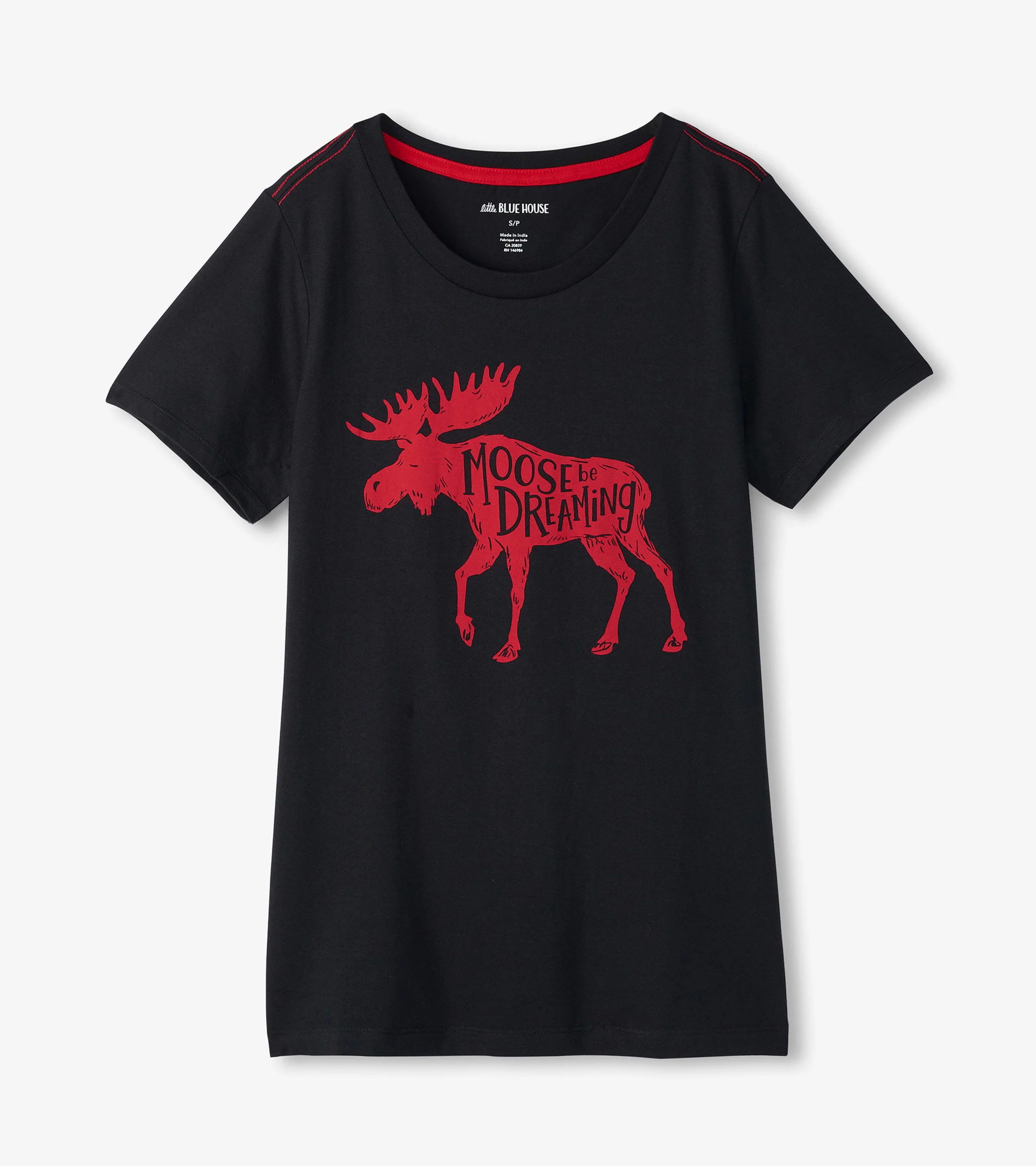 Women's Moose On Red Pajama T-Shirt - Image 2