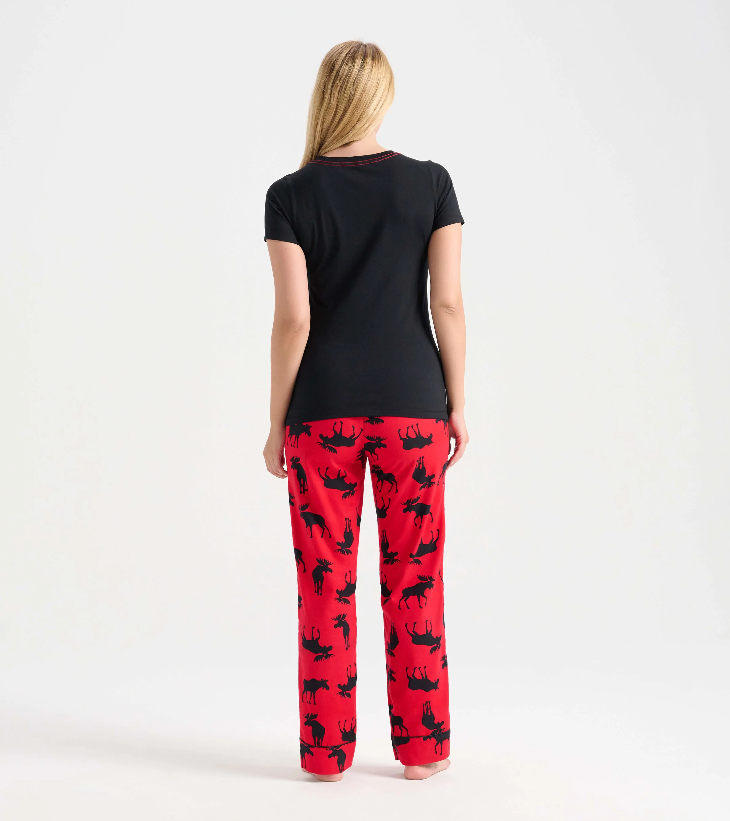 Women's Moose On Red Pajama T-Shirt - Image 4