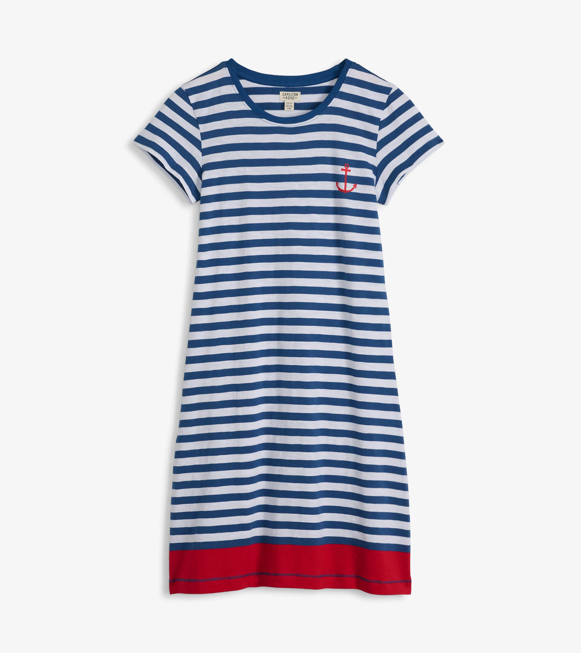Women's Nautical Stripes Crew Neck T-Shirt Dress - Image 2