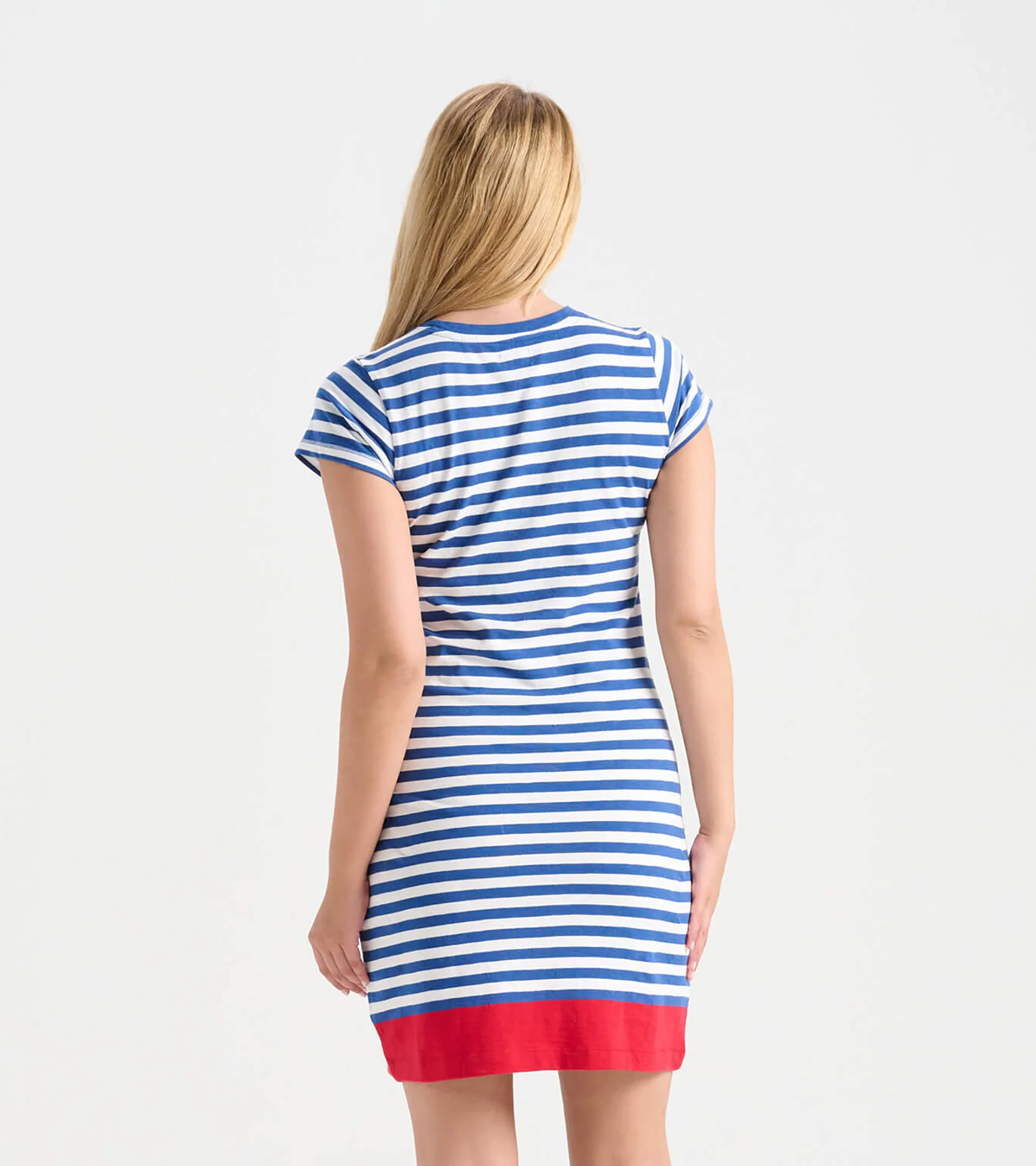 Women's Nautical Stripes Crew Neck T-Shirt Dress - Image 3