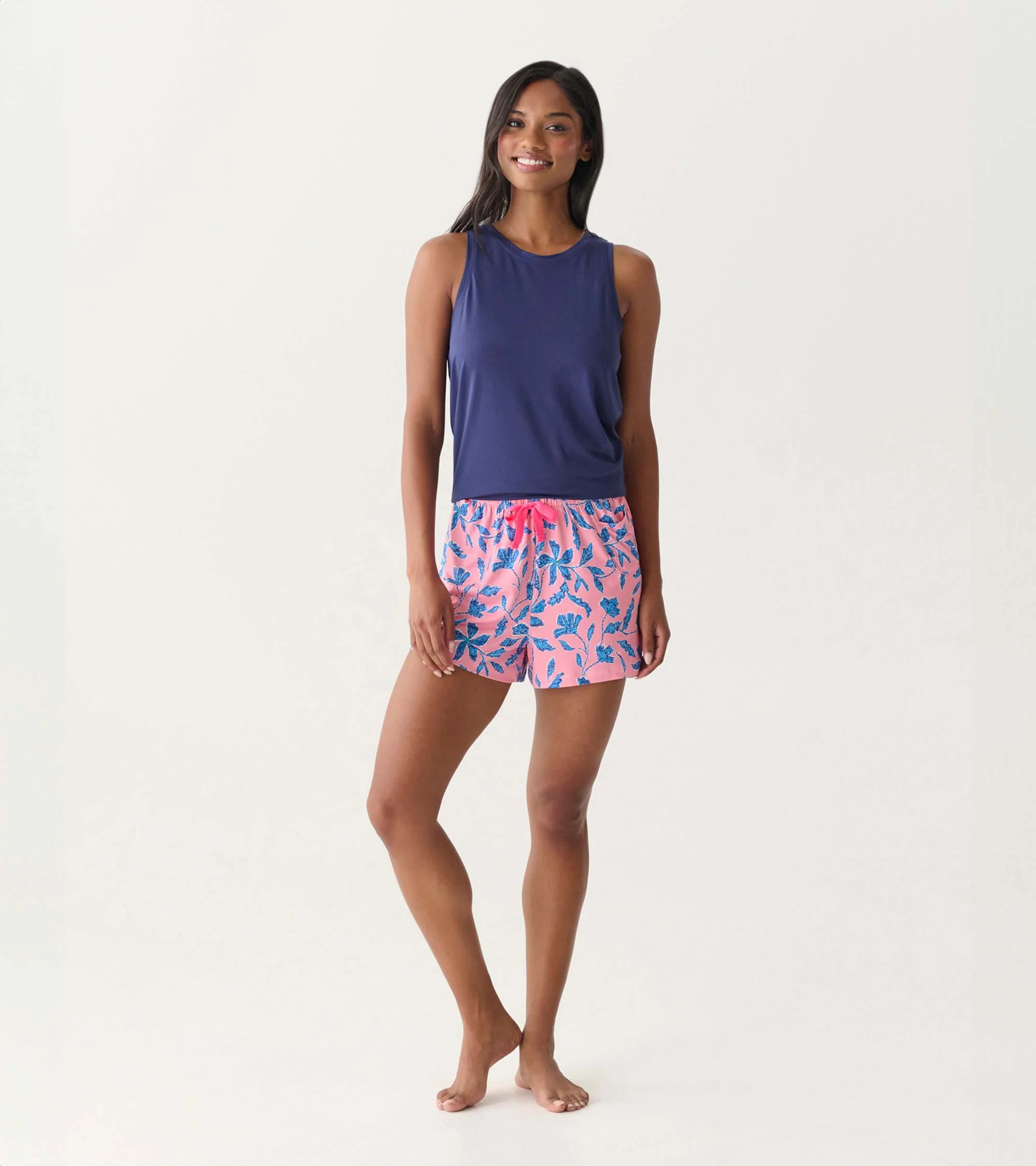 Women's Navy Polyknit Scoop Neck Tank Top - Image 3
