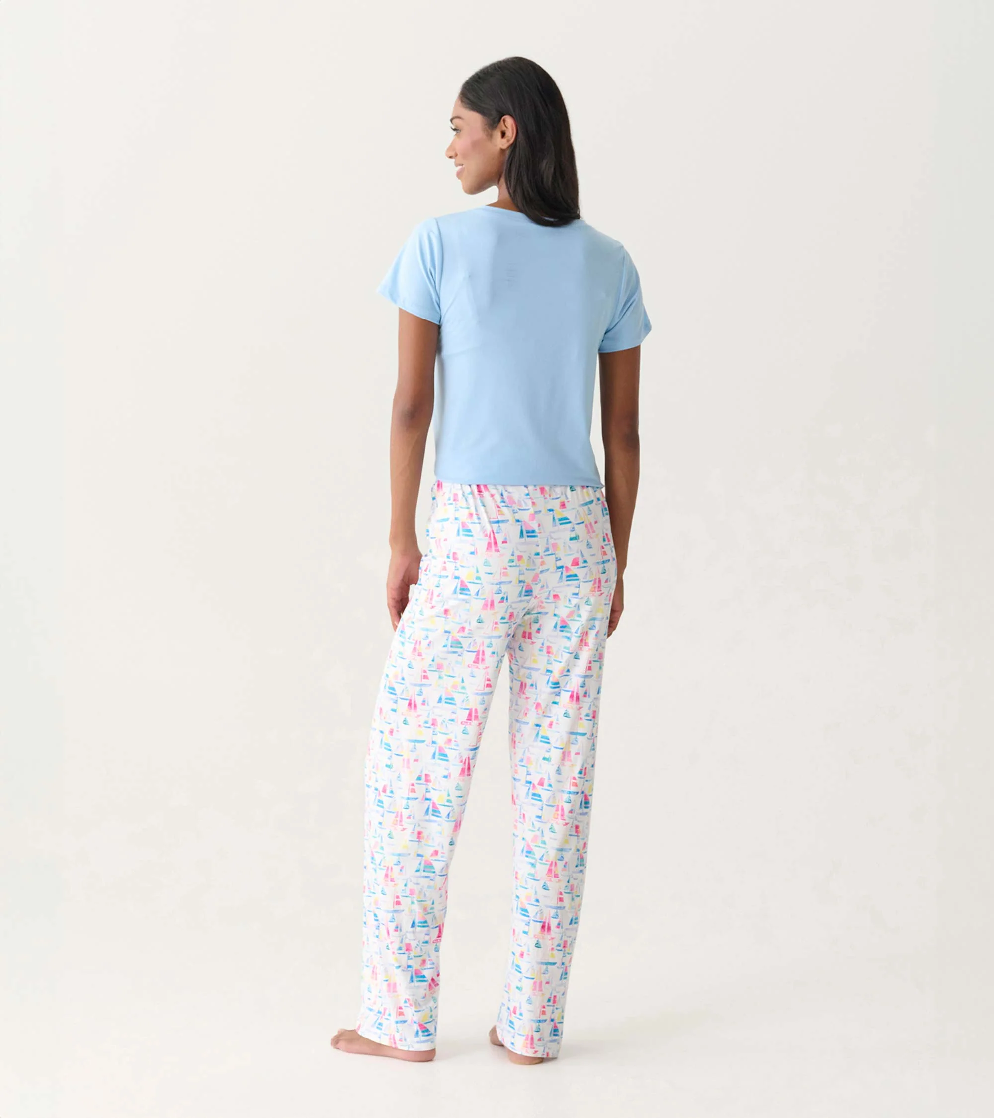 Women's Painted Sailboats Polyknit Pajama Pants - Image 4