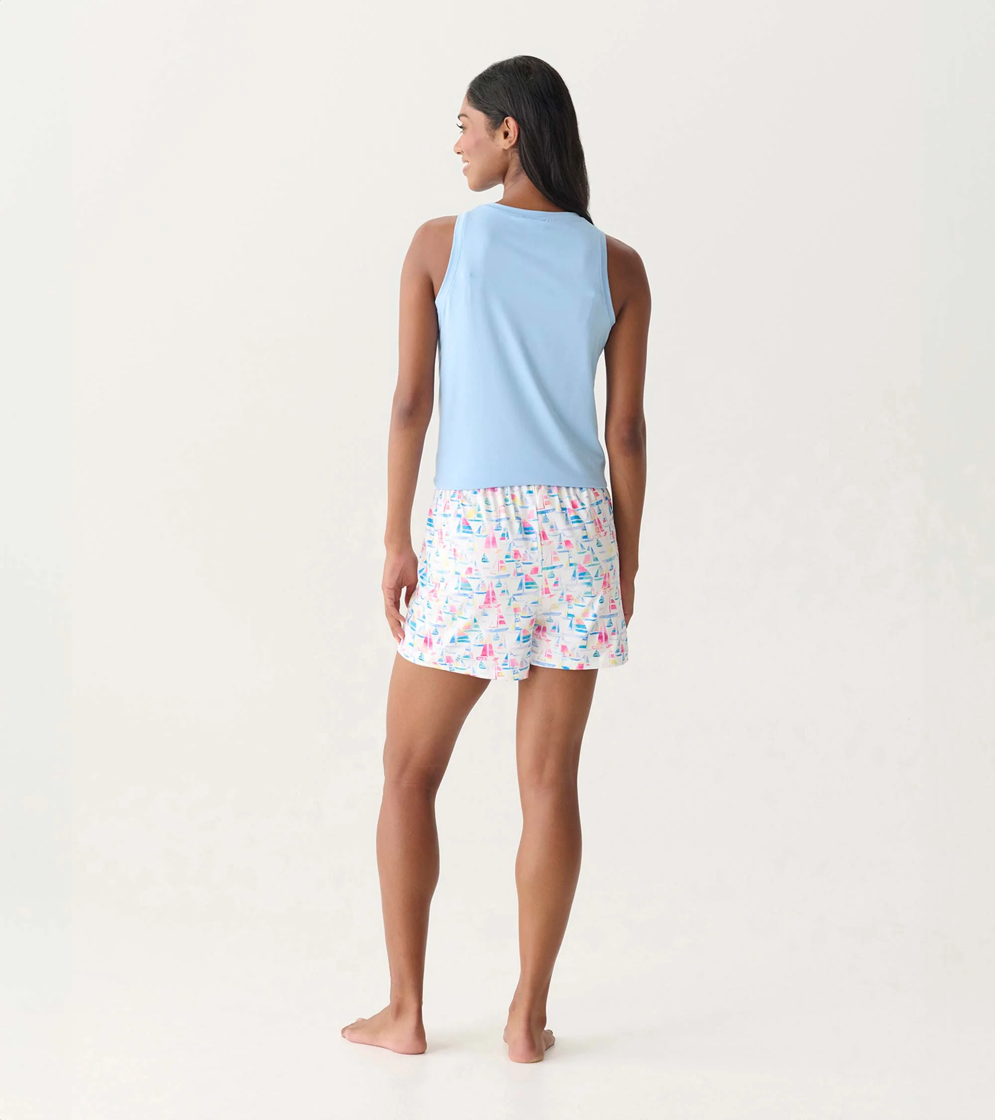 Women's Painted Sailboats Polyknit Pajama Shorts - Image 4