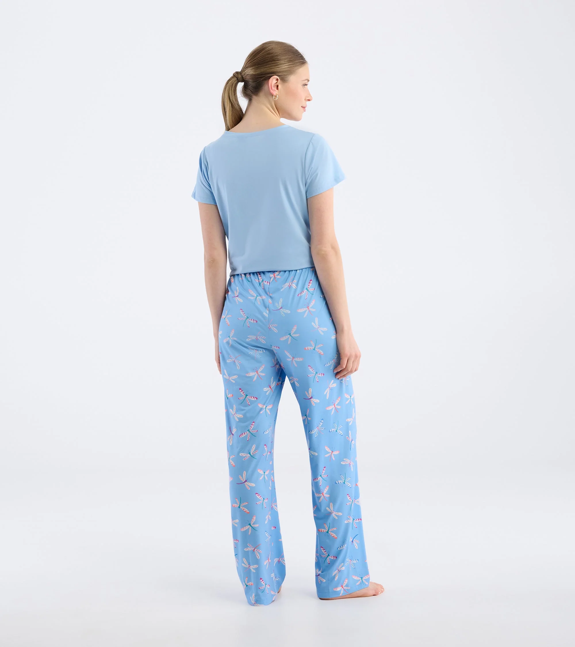 Women's Patterned Dragonflies Polyknit Pajama Pants - Image 4