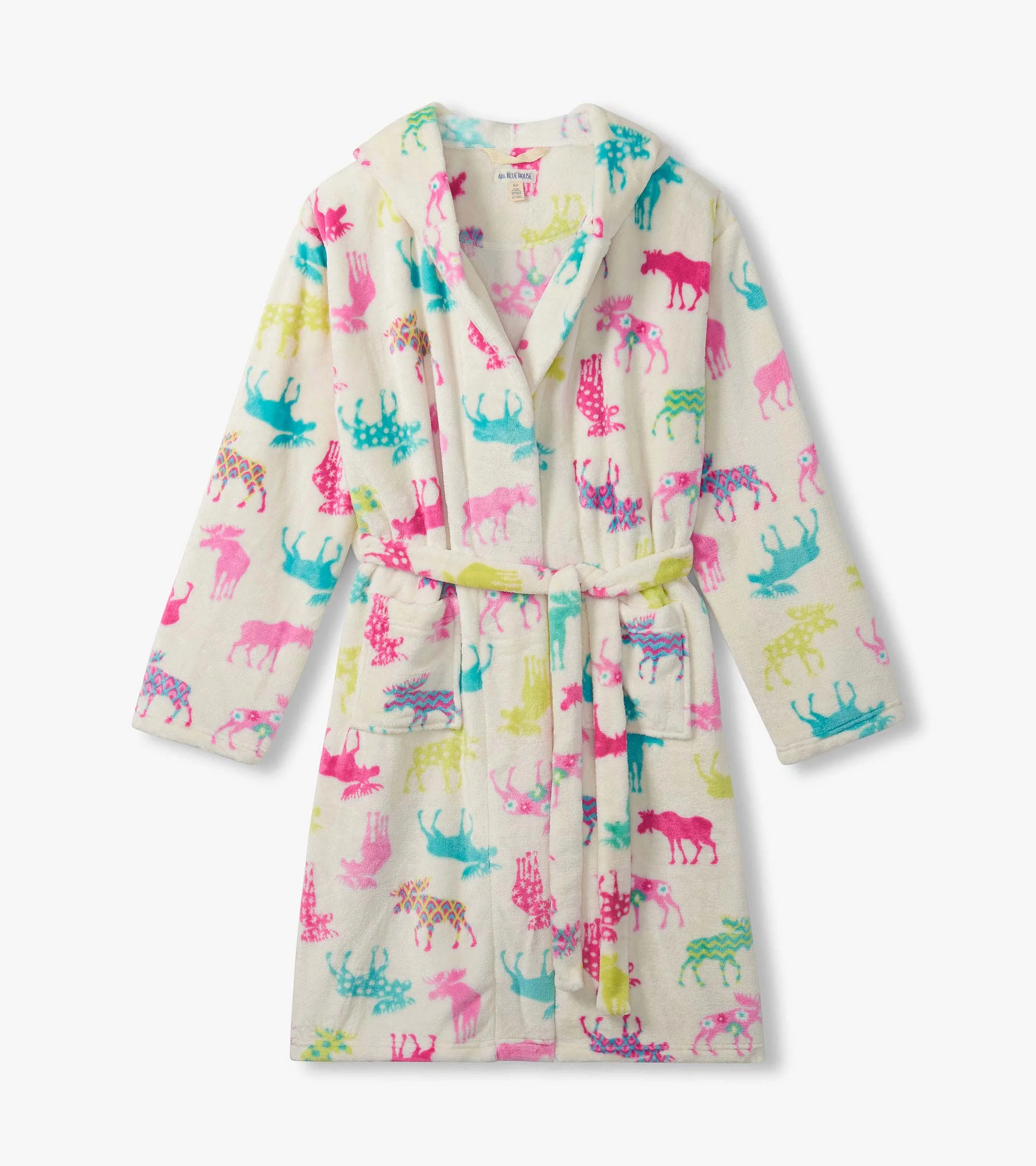 Women's Patterned Moose Fleece Robe - Image 2