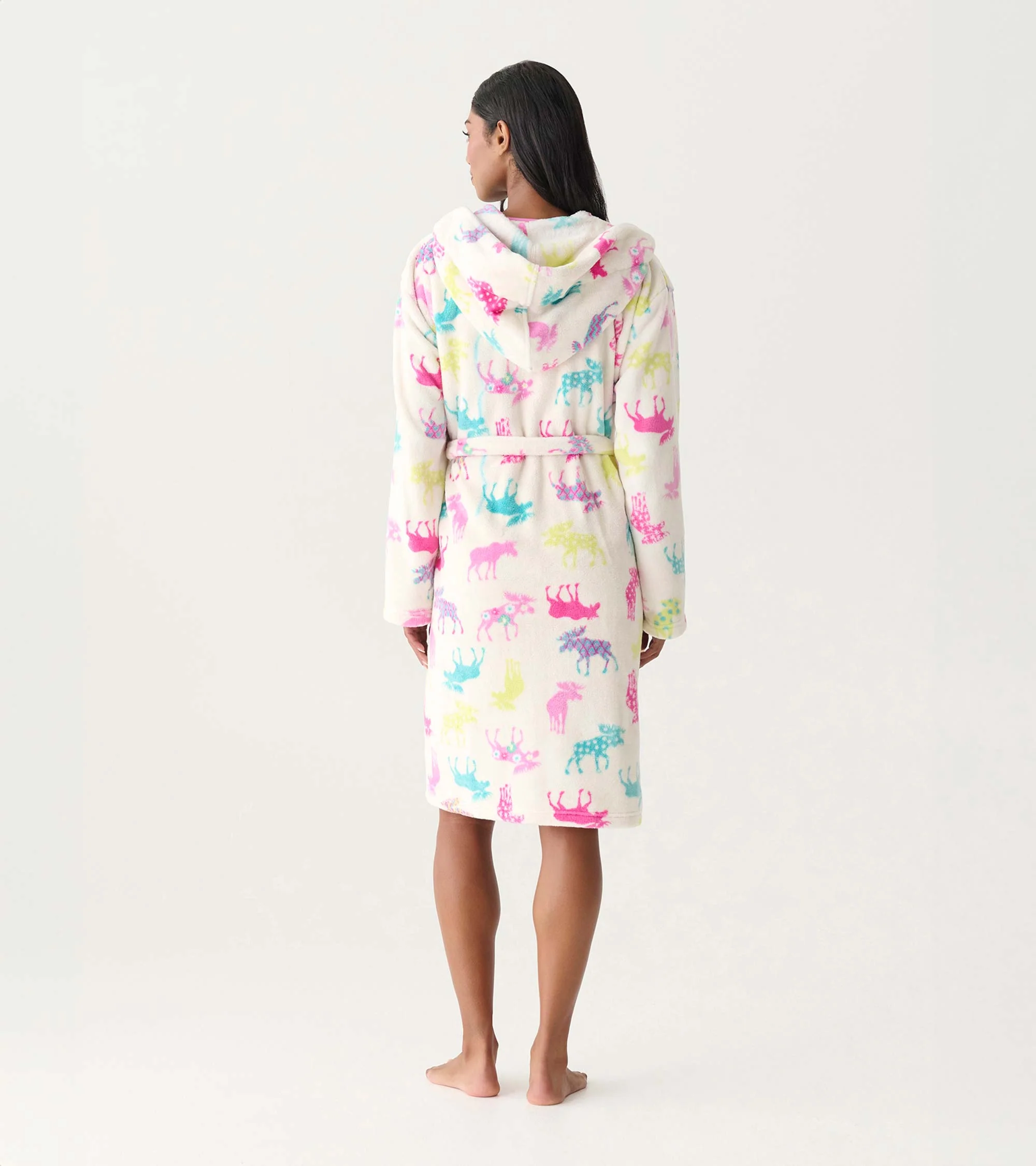 Women's Patterned Moose Fleece Robe - Image 4