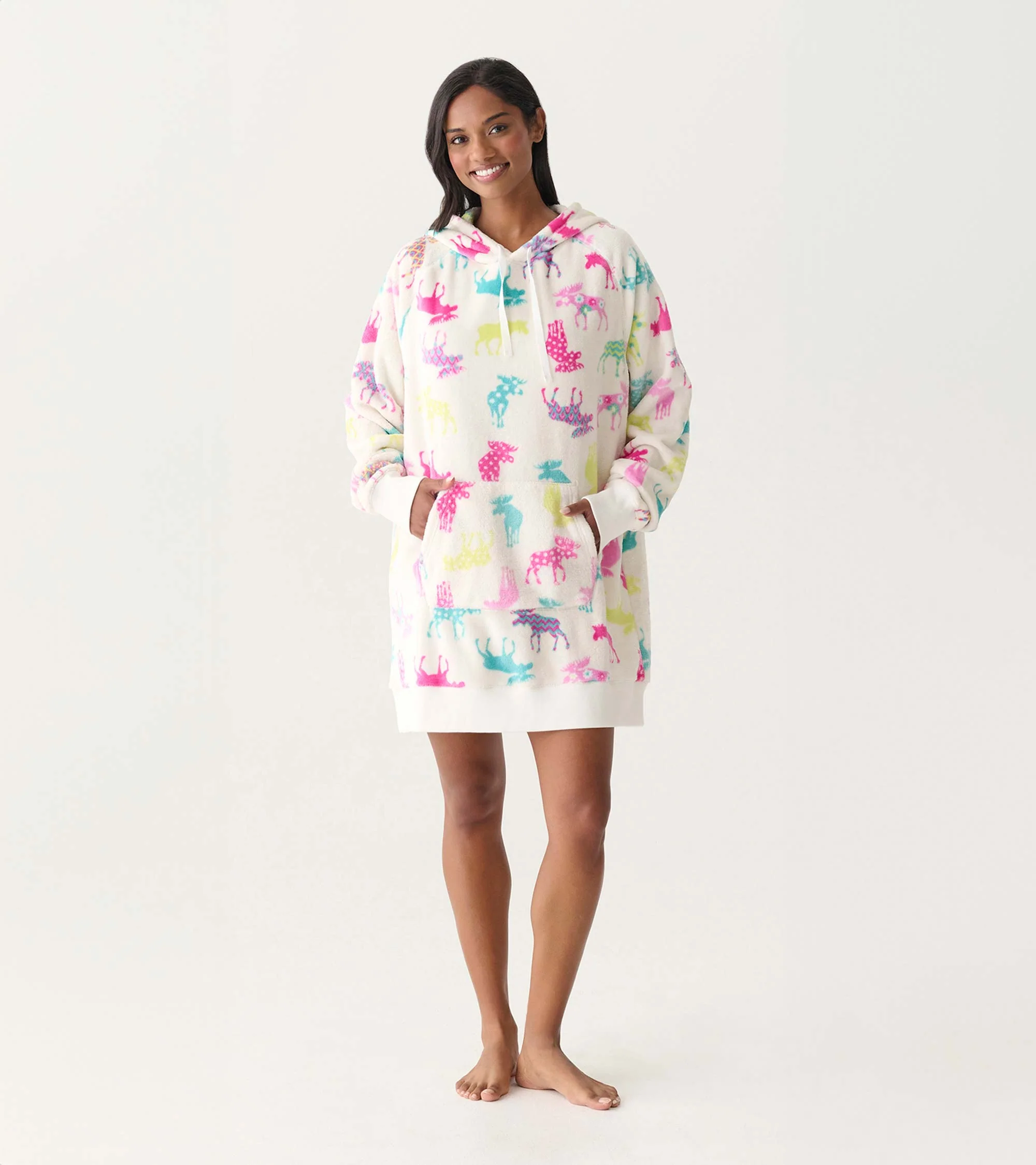 Women's Patterned Moose Oversized Hoodie - Image 3