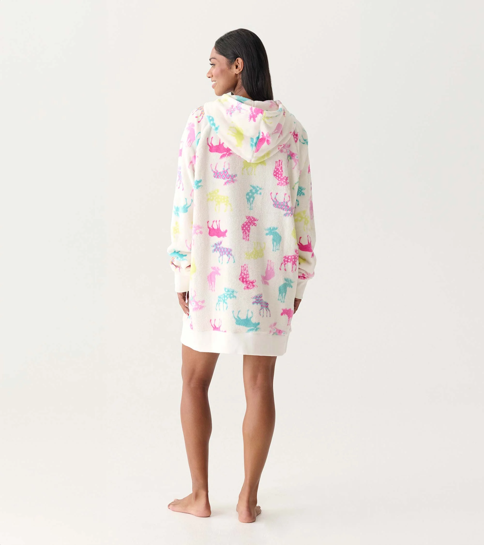 Women's Patterned Moose Oversized Hoodie - Image 4