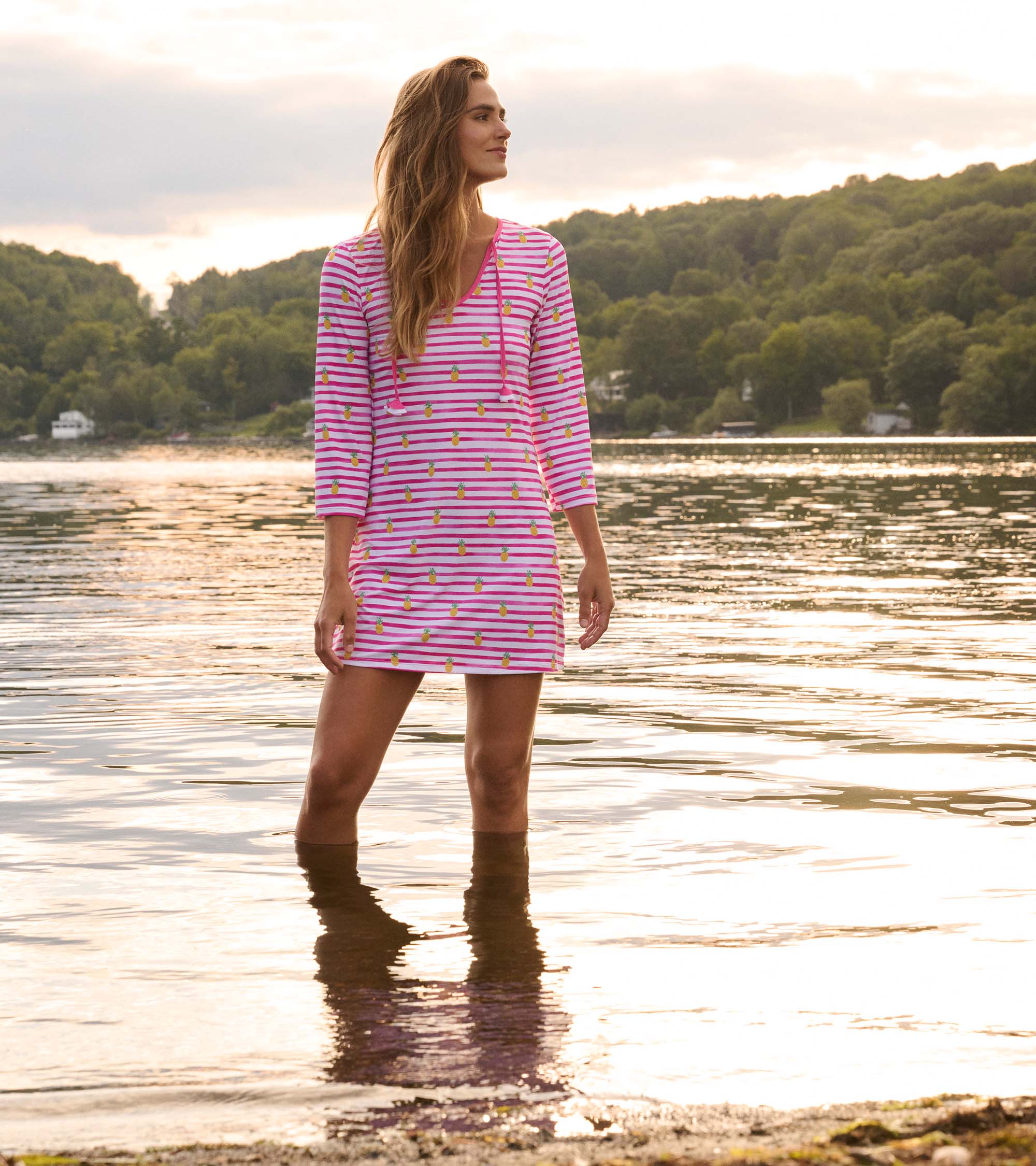 Women's Pineapple Stripes Seaside Beach Dress - Image 4