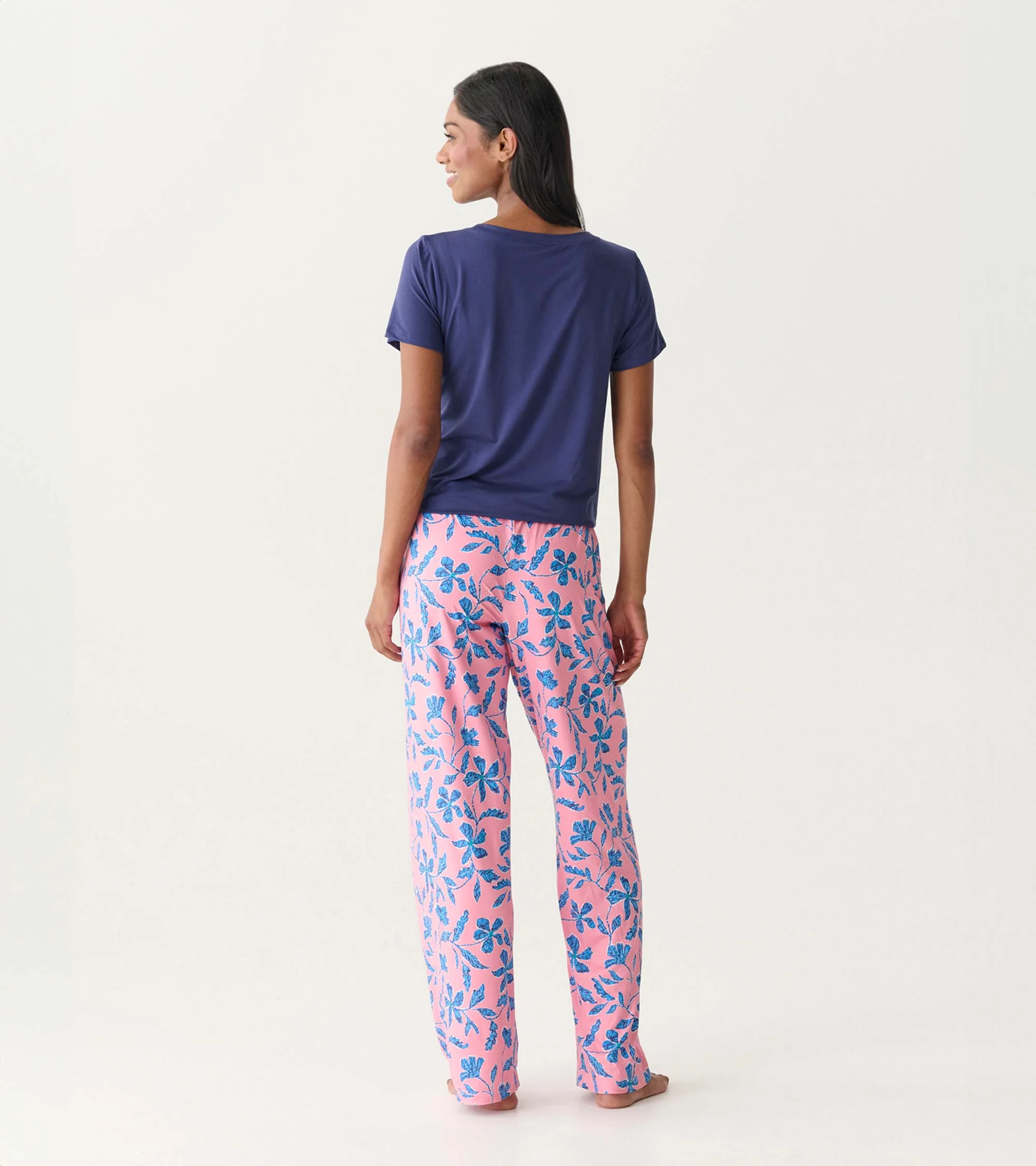 Women's Pink Batik Flowers Polyknit Pajama Pants - Image 4