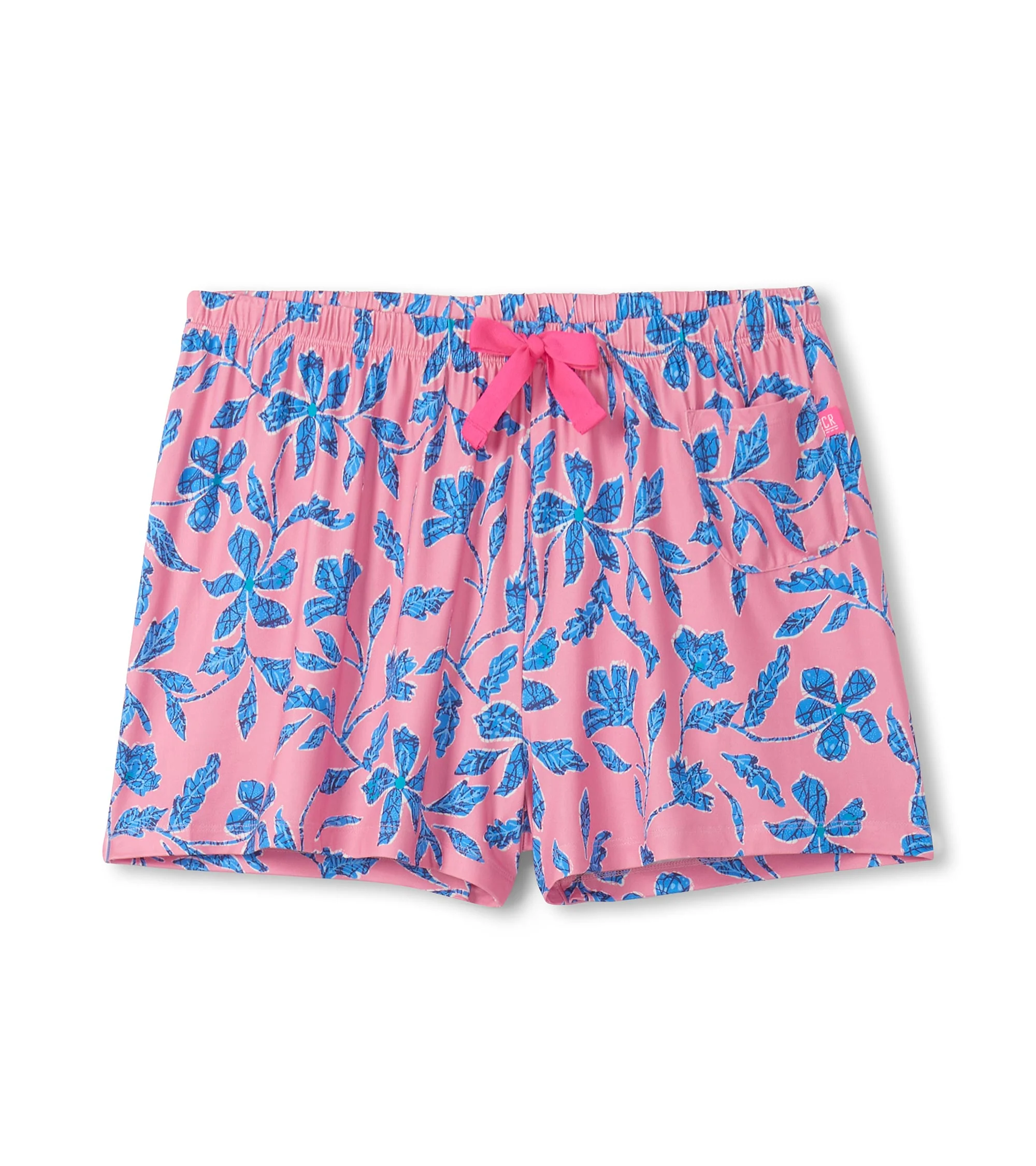 Women's Pink Batik Flowers Polyknit Pajama Shorts - Image 2