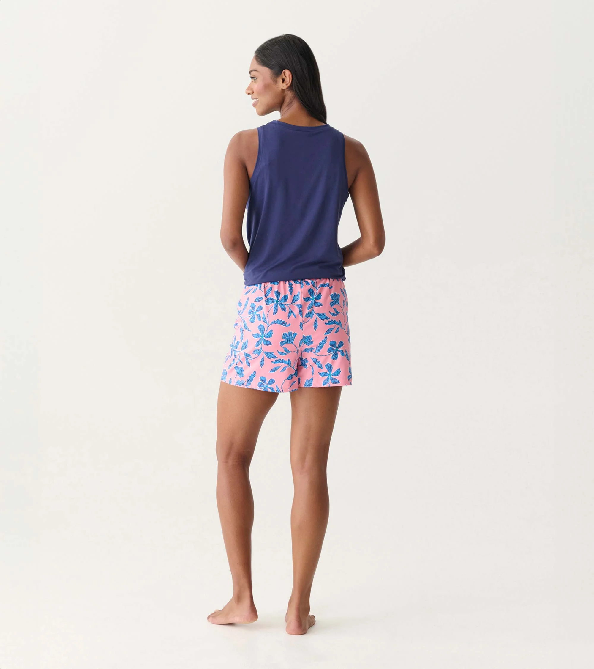 Women's Pink Batik Flowers Polyknit Pajama Shorts - Image 4