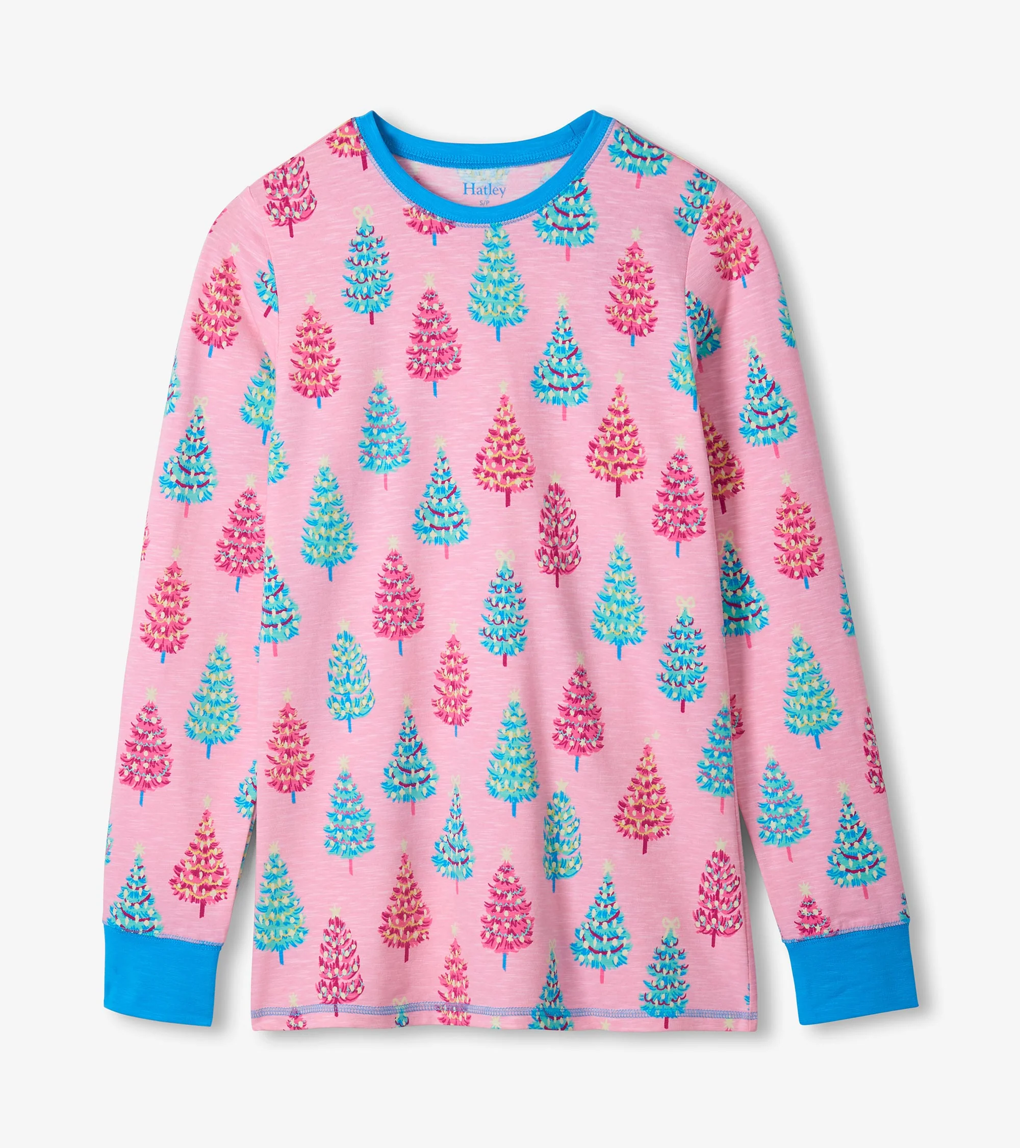 Women's Pink Bottle Brush Trees Glow in the Dark Cotton Pajama Set - Image 5