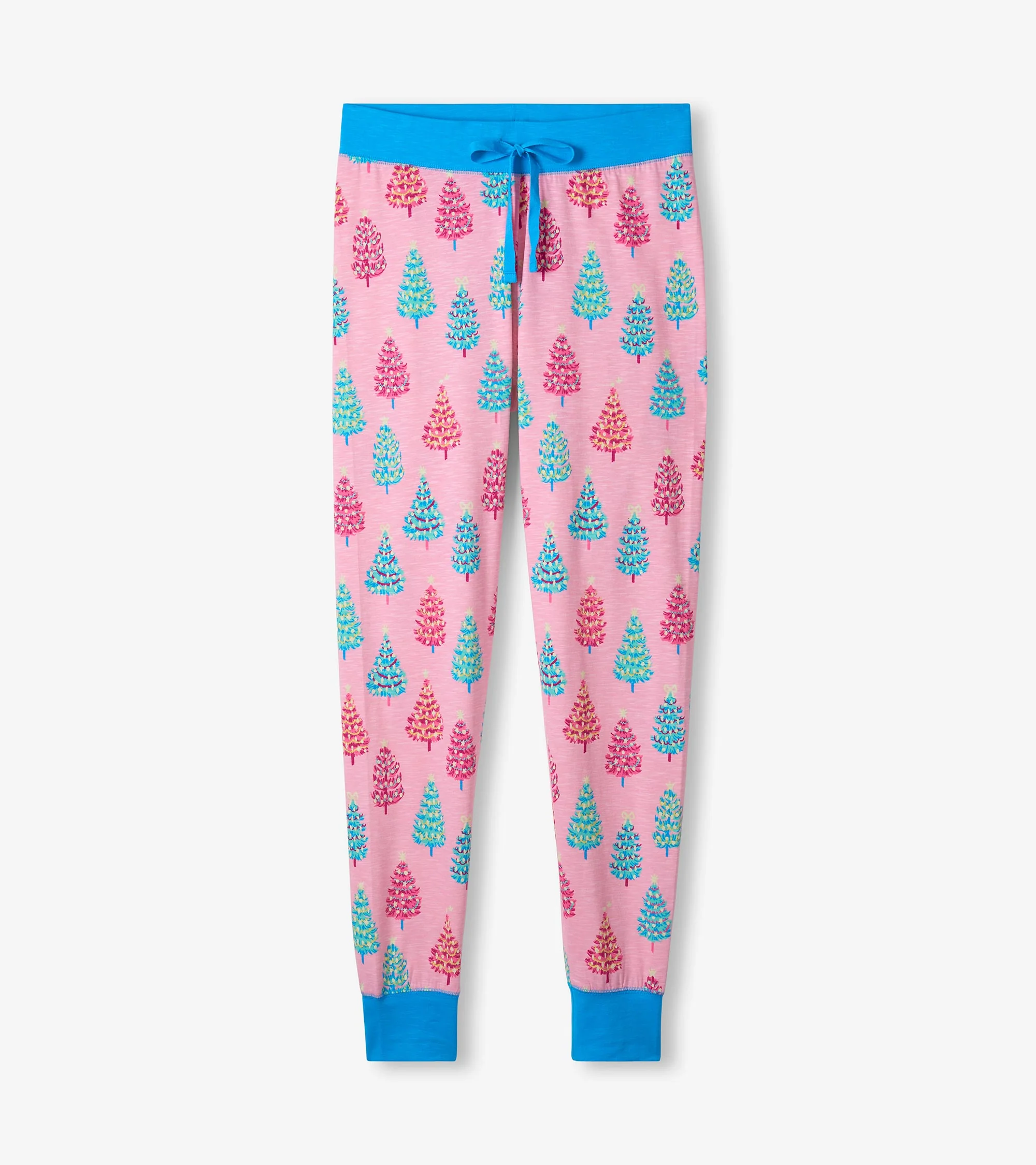 Women's Pink Bottle Brush Trees Glow in the Dark Cotton Pajama Set - Image 6