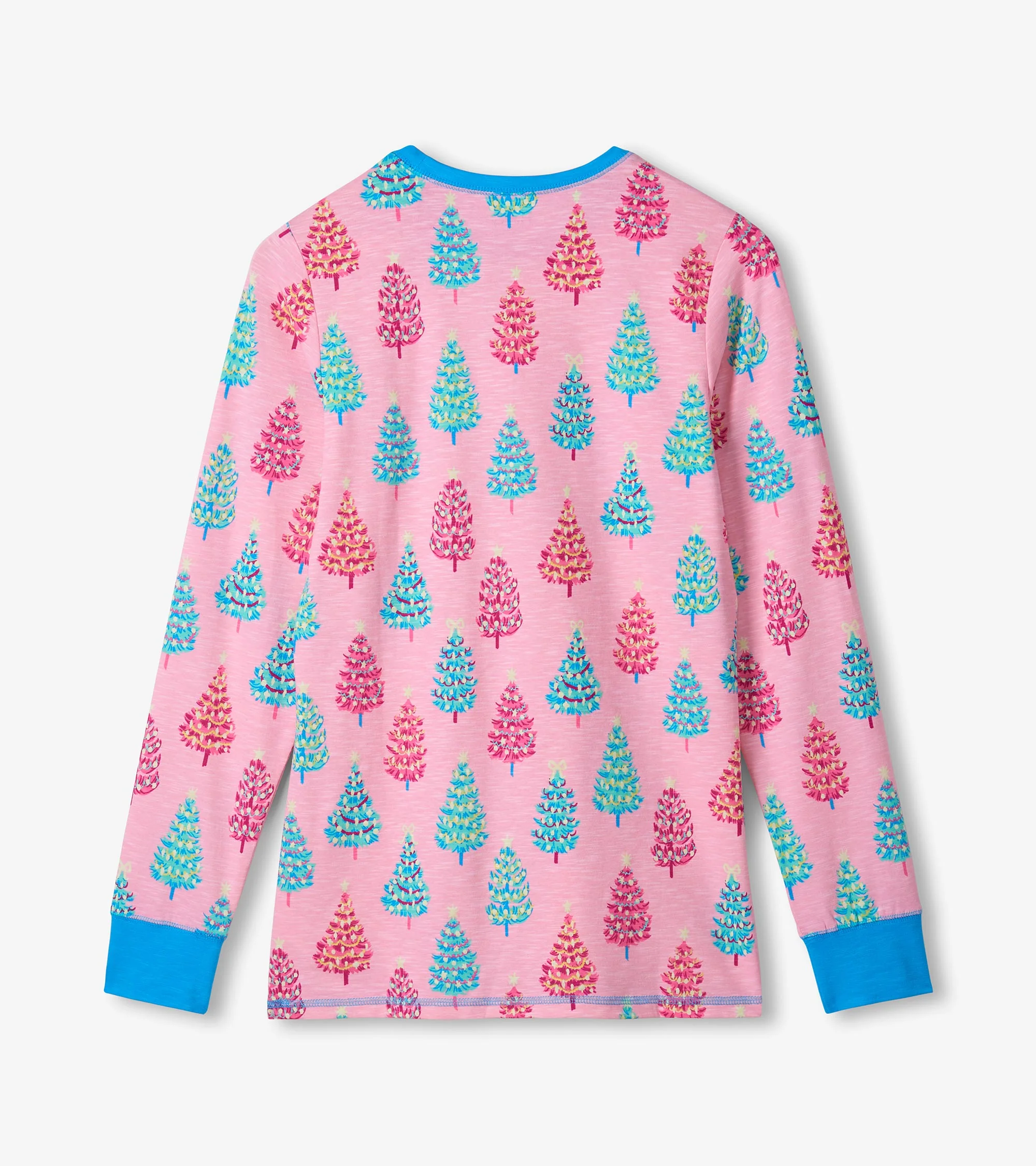 Women's Pink Bottle Brush Trees Glow in the Dark Cotton Pajama Set - Image 7