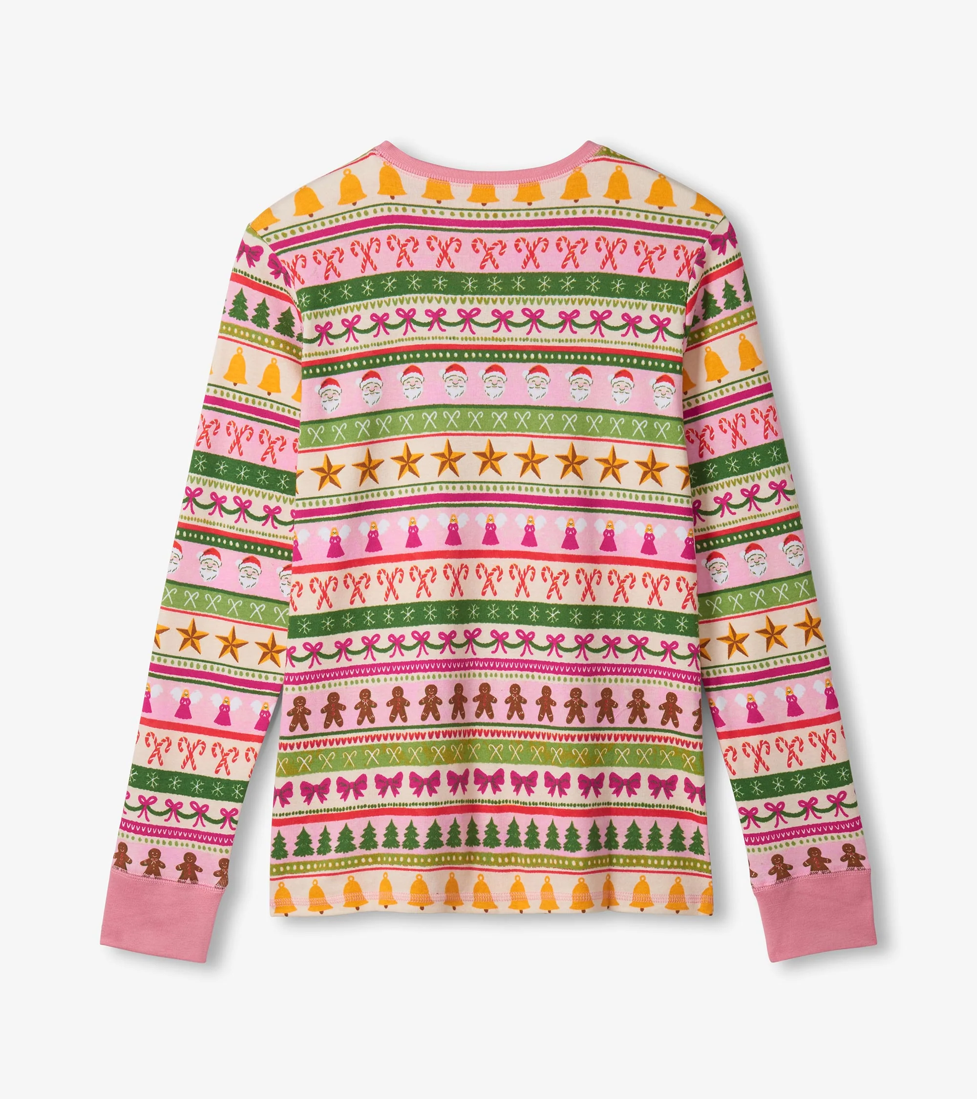 Women's Pink Fun Fair Isle Cotton Pajama Set - Image 5