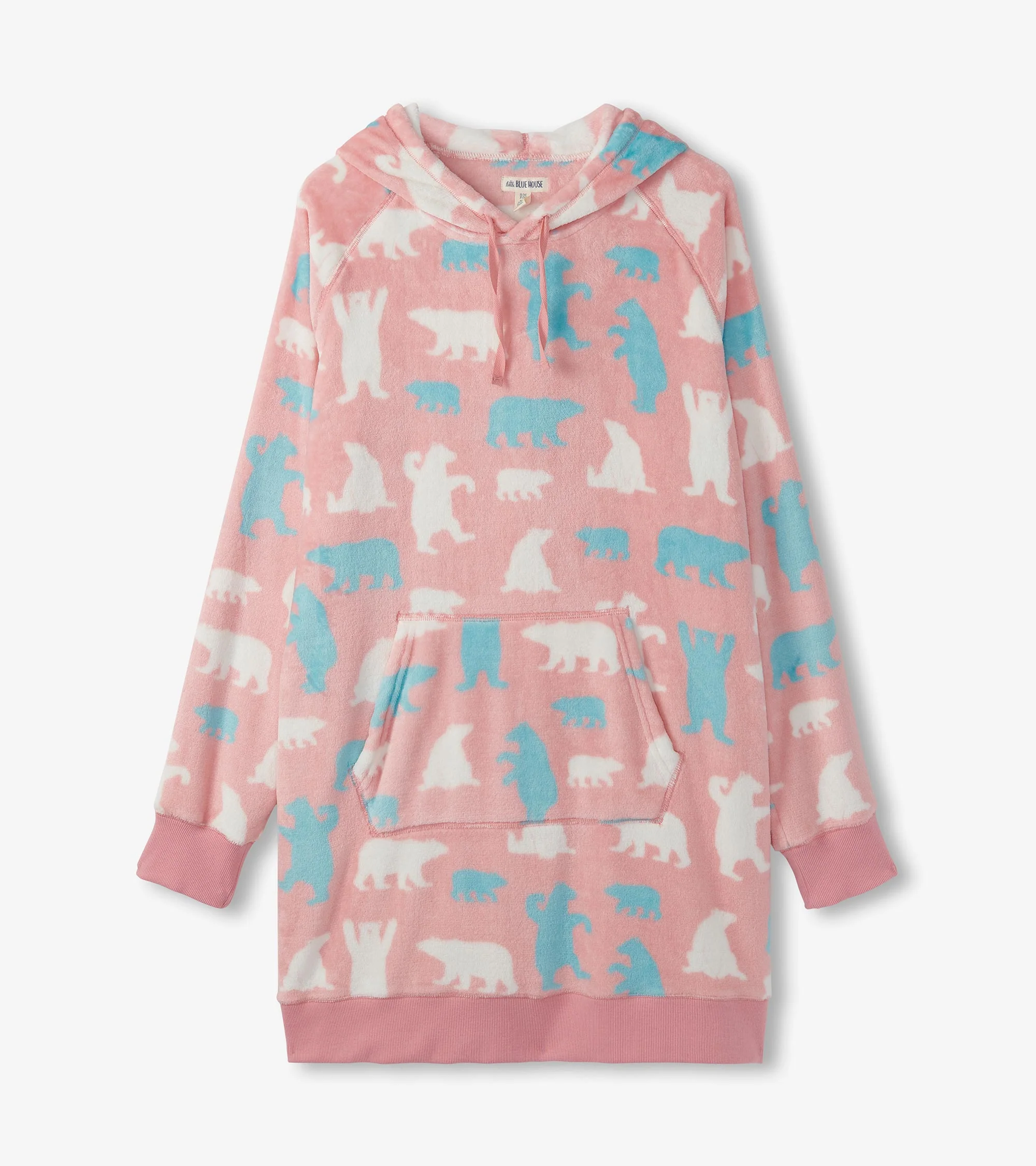 Women's Pink Polar Bears Oversized Fleece Hoodie - Image 2