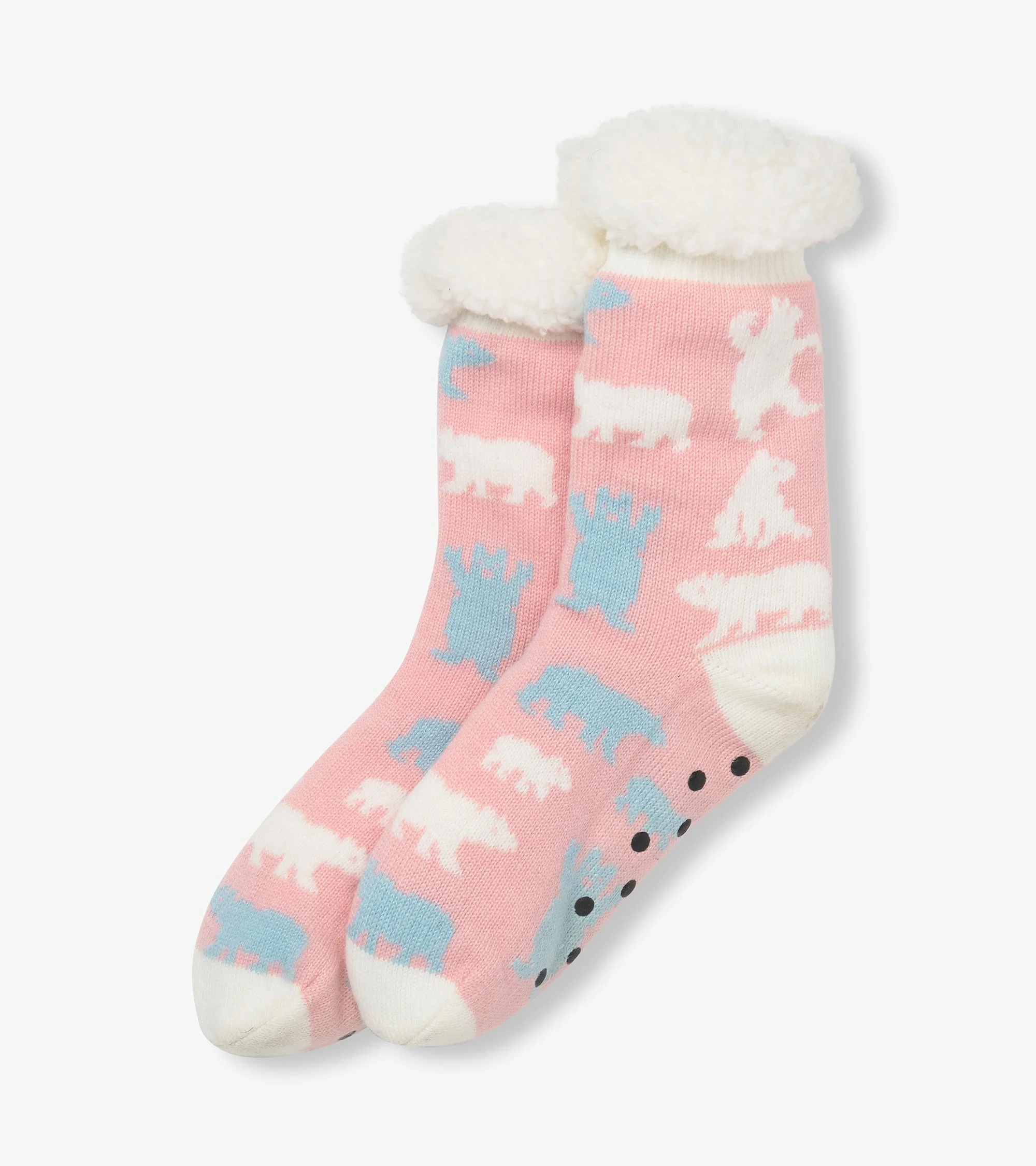 Women's Pink Polar Bears Sherpa Lined Cabin Sock - Image 2