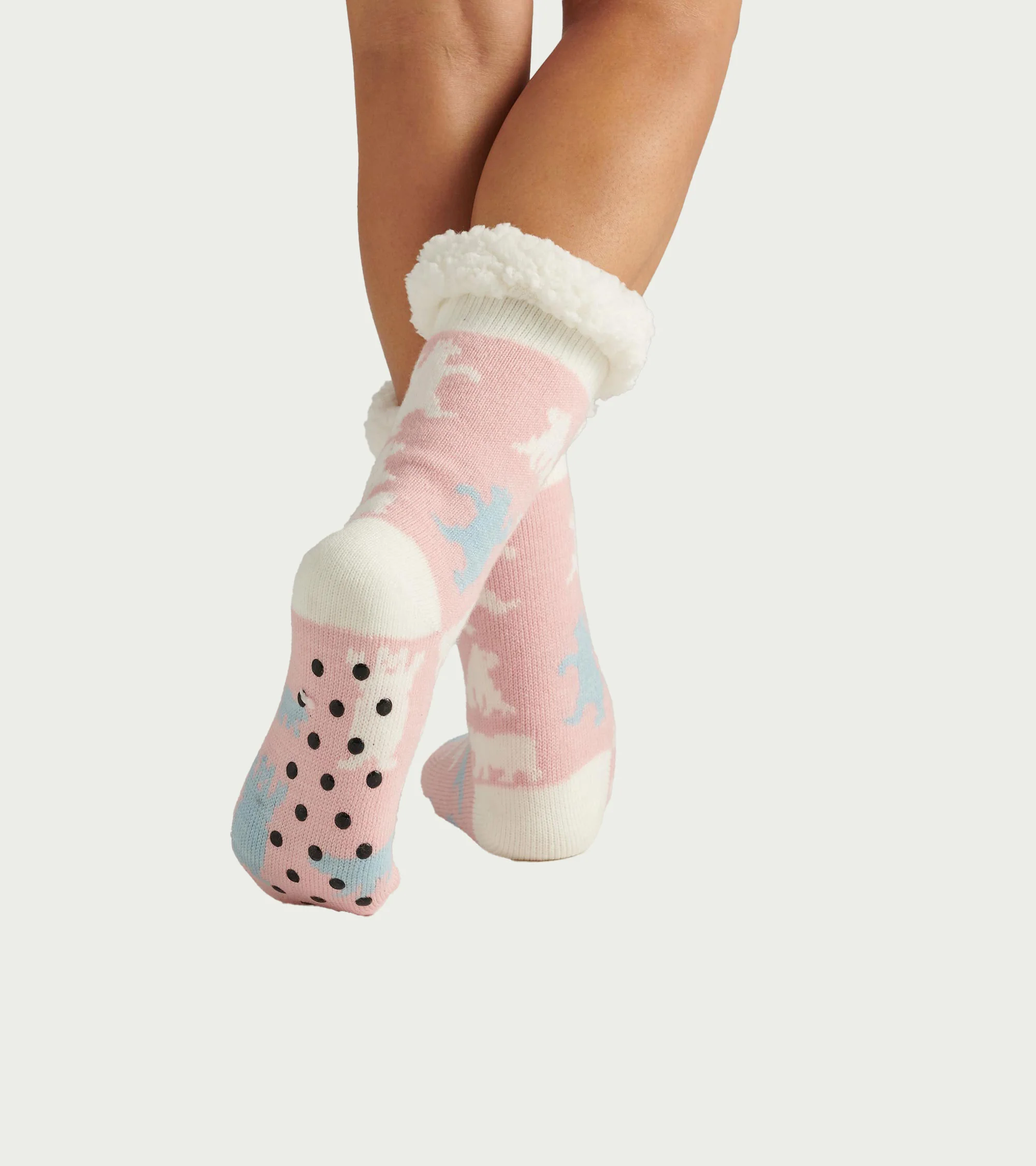 Women's Pink Polar Bears Sherpa Lined Cabin Sock - Image 3