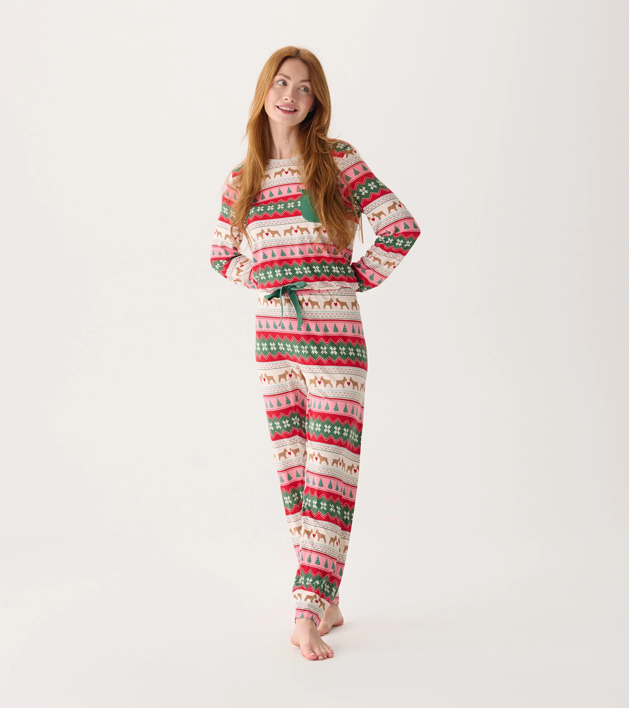 Women's Puppy Hearts Fairisle Bamboo Pajama Set - Image 3
