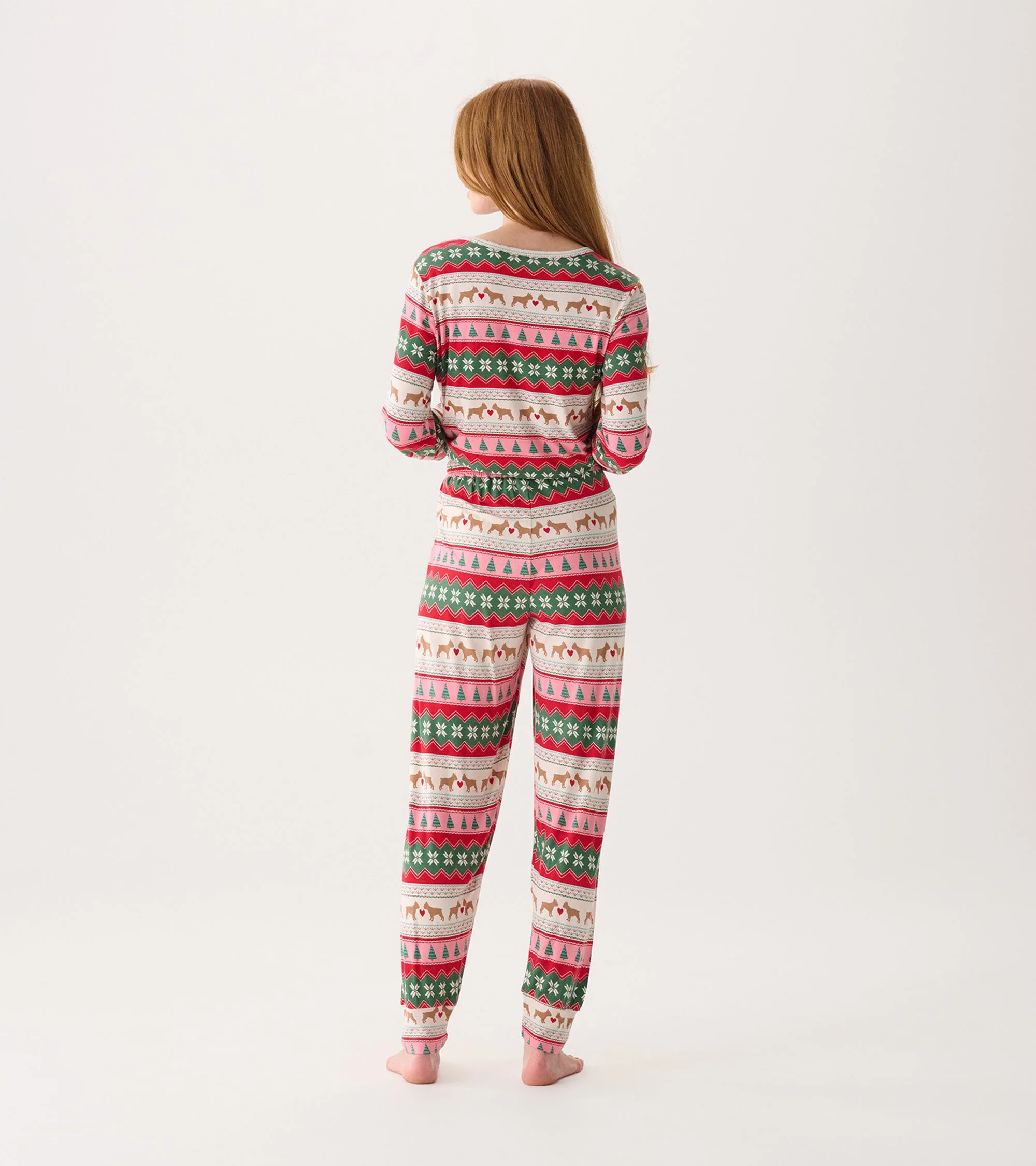 Women's Puppy Hearts Fairisle Bamboo Pajama Set - Image 4