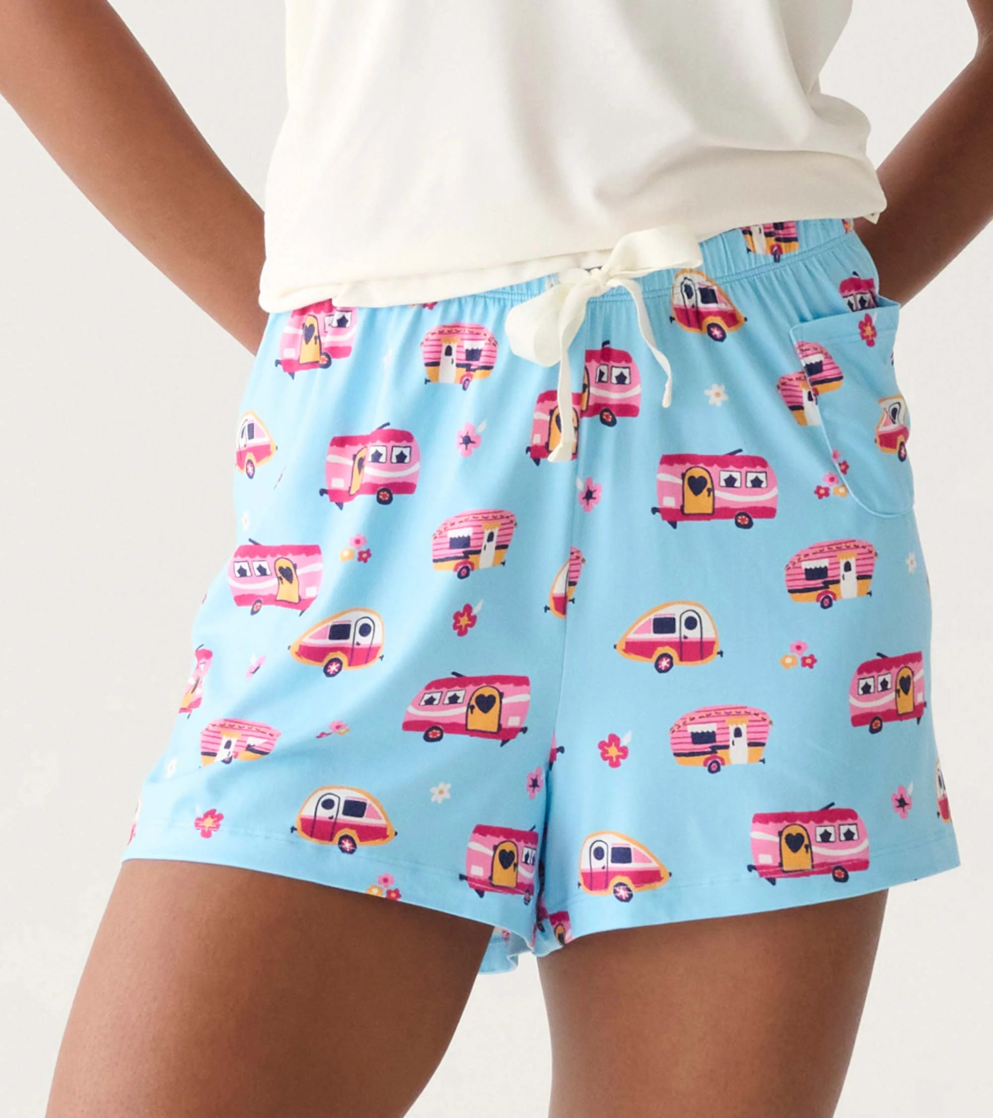 Women's Retro Campers Polyknit Pajama Shorts